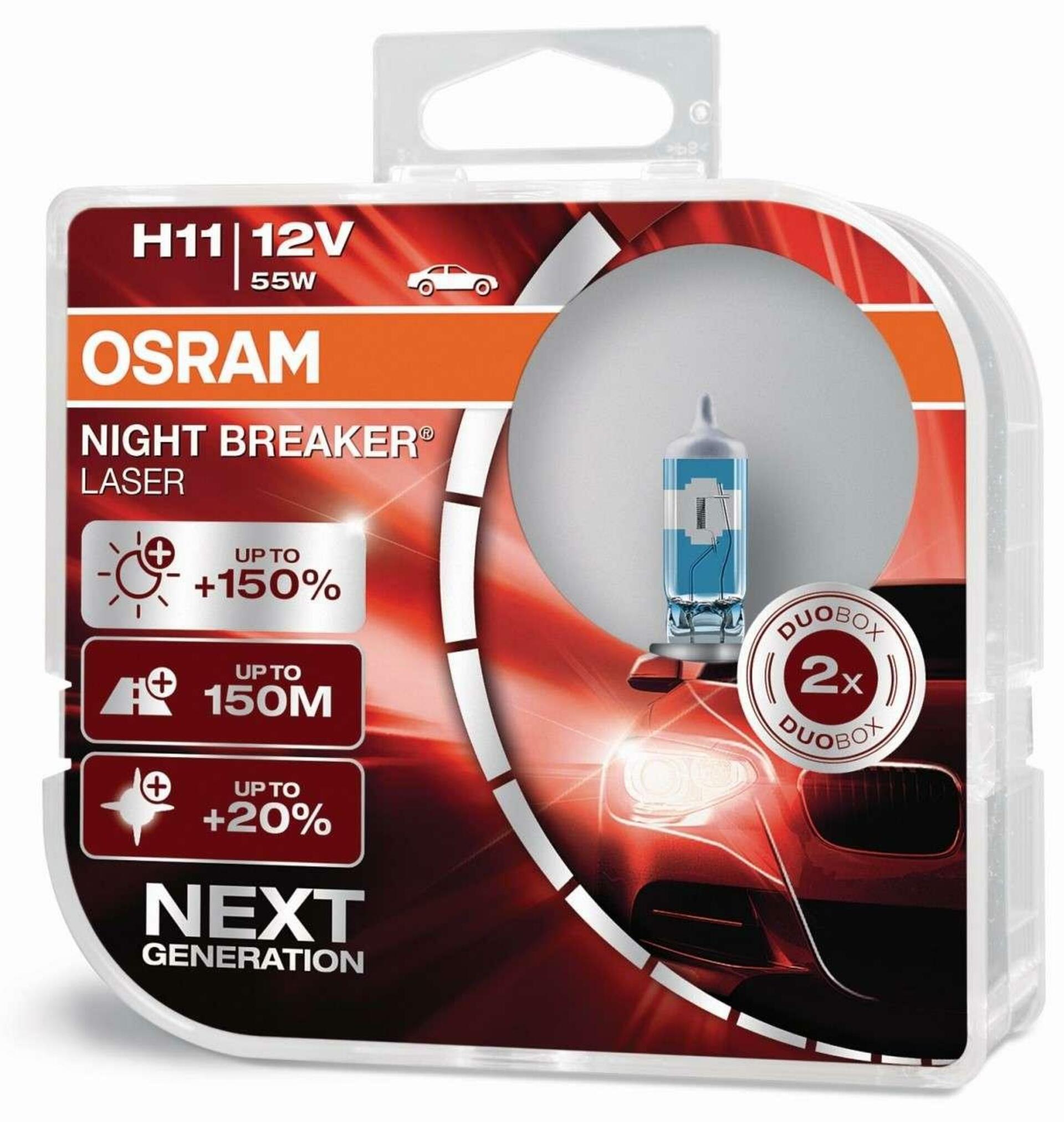 OSRAM H11 64211NL-HCB NIGHT BREAKER LASER 55W 12V +150% 2ks