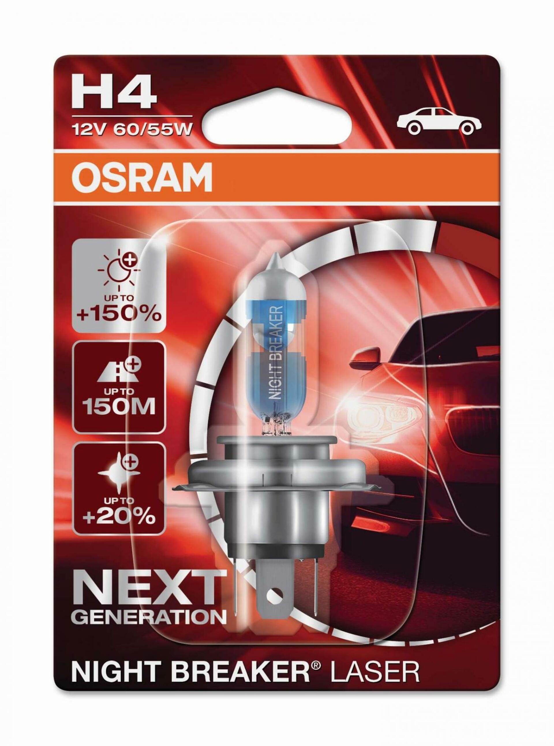 OSRAM H4 12V 60/55W P43t NIGHT BREAKER LASER +150% více světla 1ks blistr 64193NL-01B