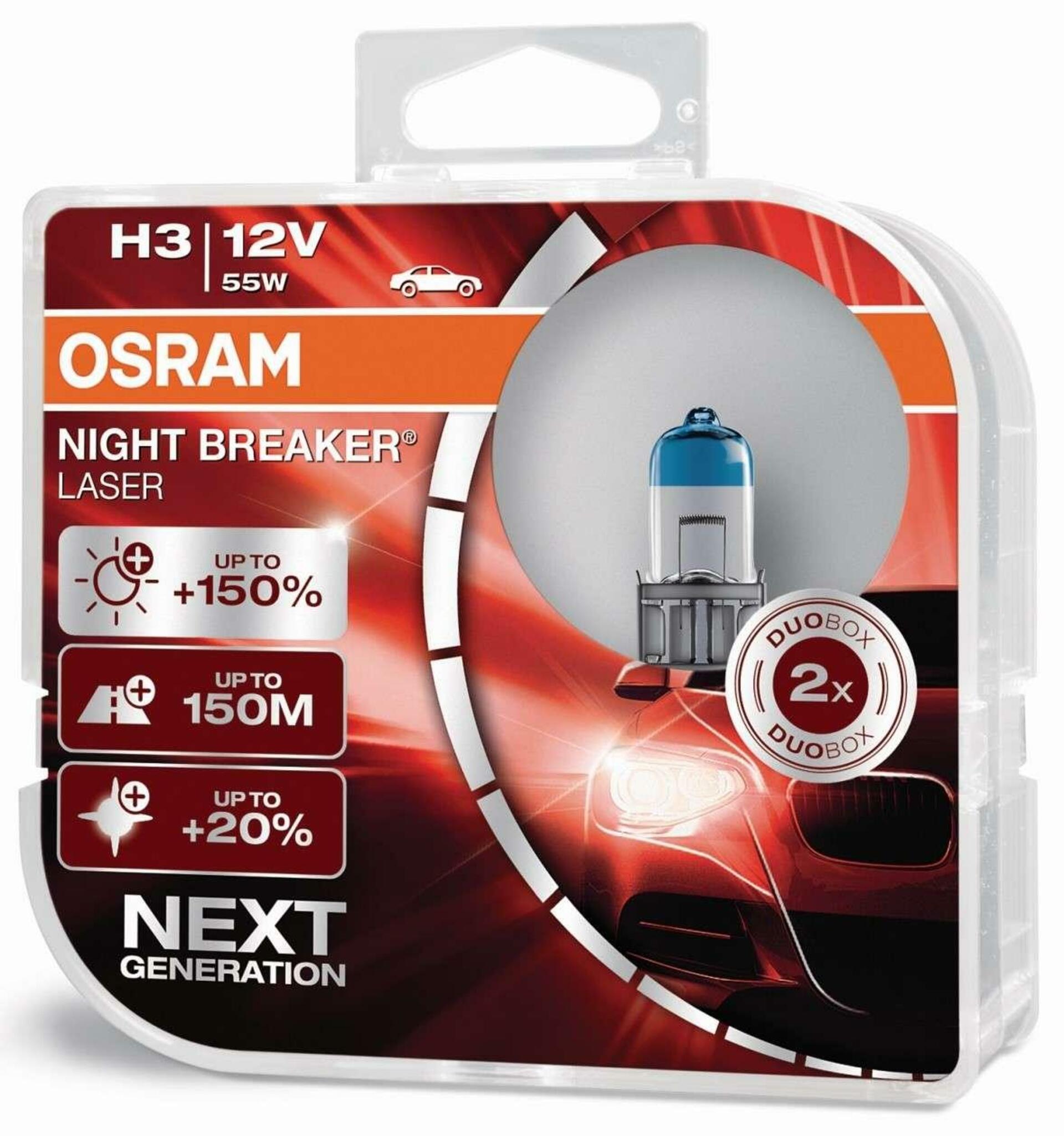 OSRAM H3 12V 55W PK22s NIGHT BREAKERLASER +150% více světla 2ks 64151NL-HCB