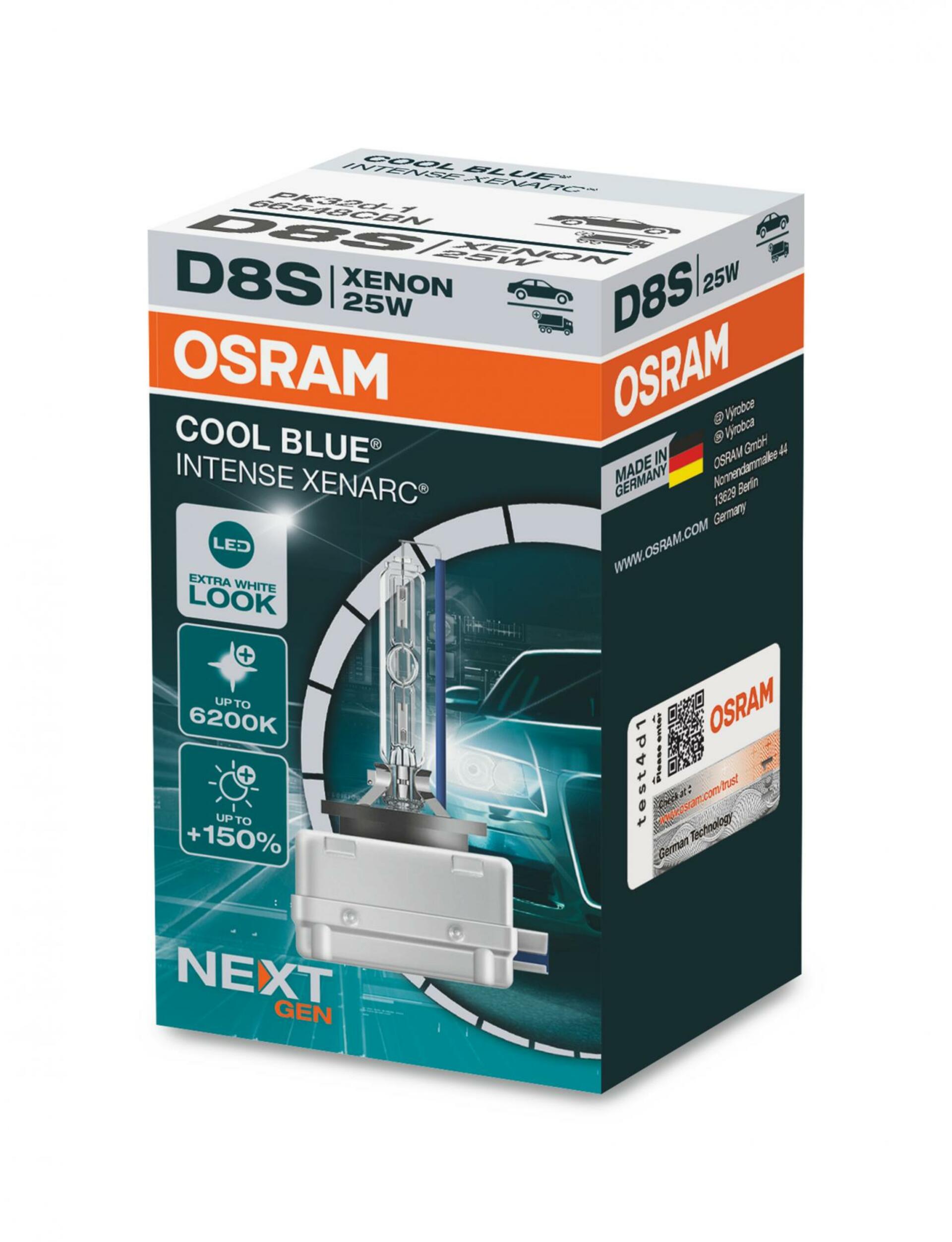 OSRAM D8S 42V 25W PK32D-1 XENARC COOL BLUE INTENSE NextGen. 6200K +150% 1ks 66548CBN