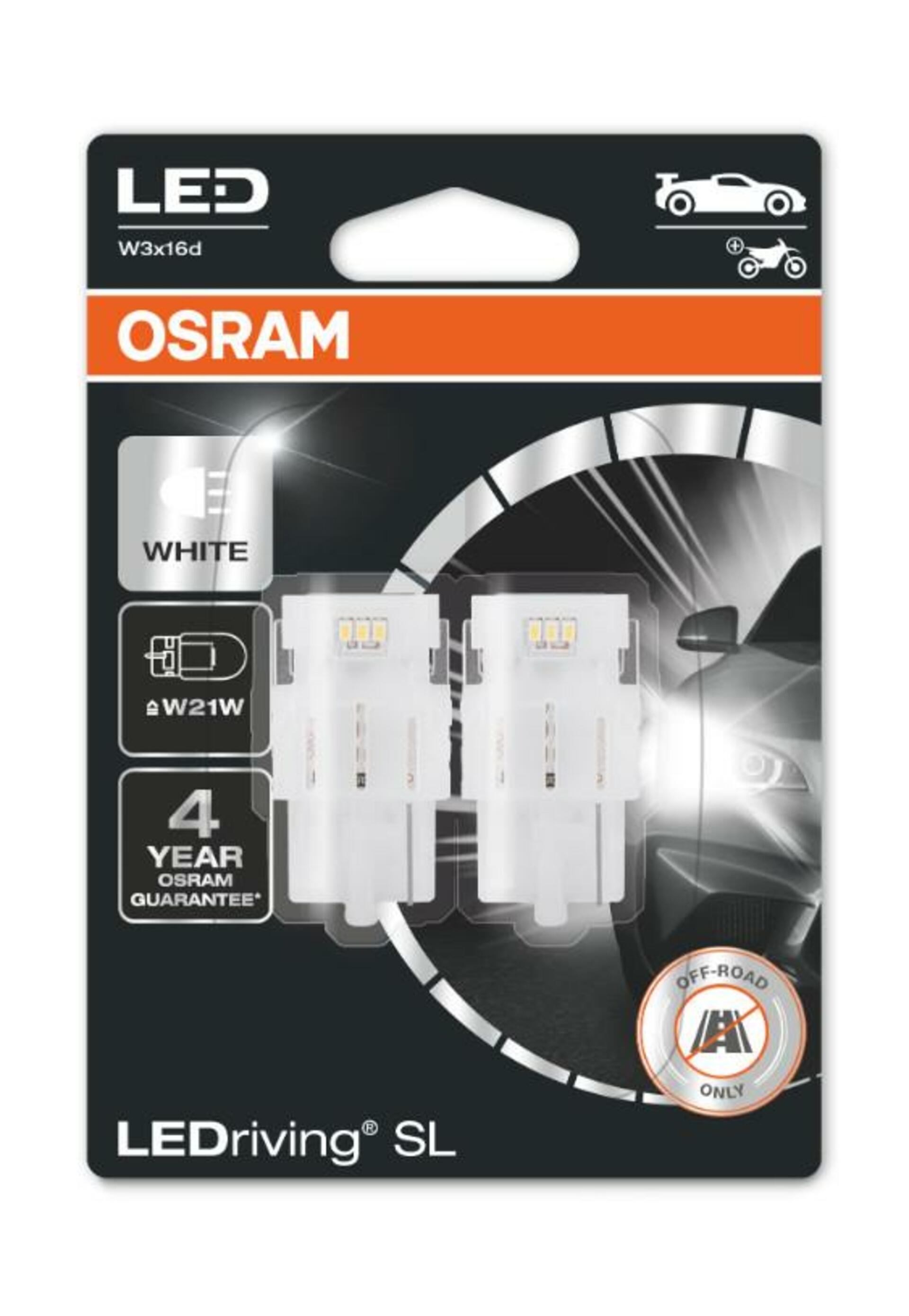 Levně OSRAM LED W21W 7505DWP-02B 6000K 12V 2,8W W3x16d