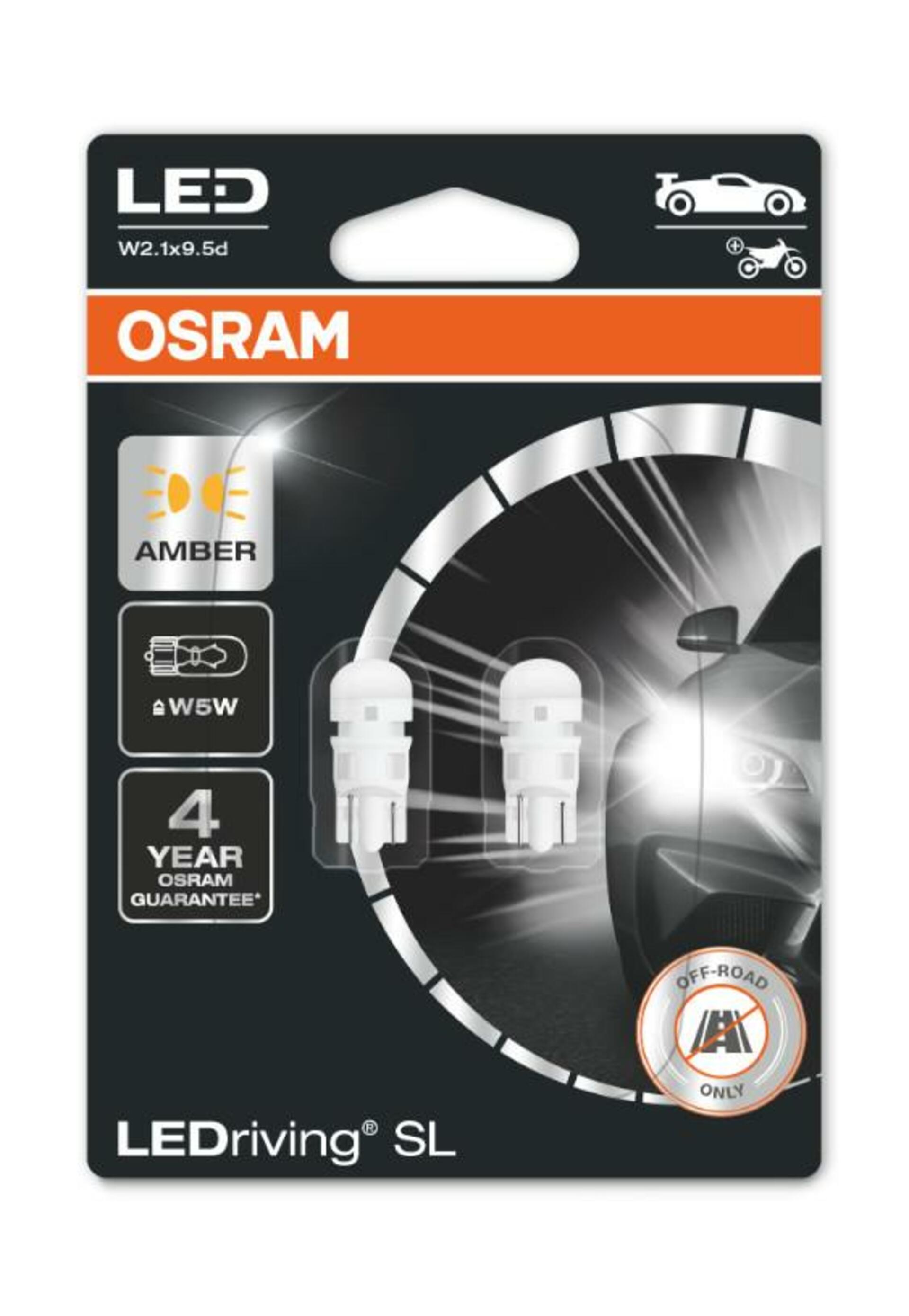 Levně OSRAM LED W5W 2827DYP-02B AMBER 12V 1W W2,1x9,5d 