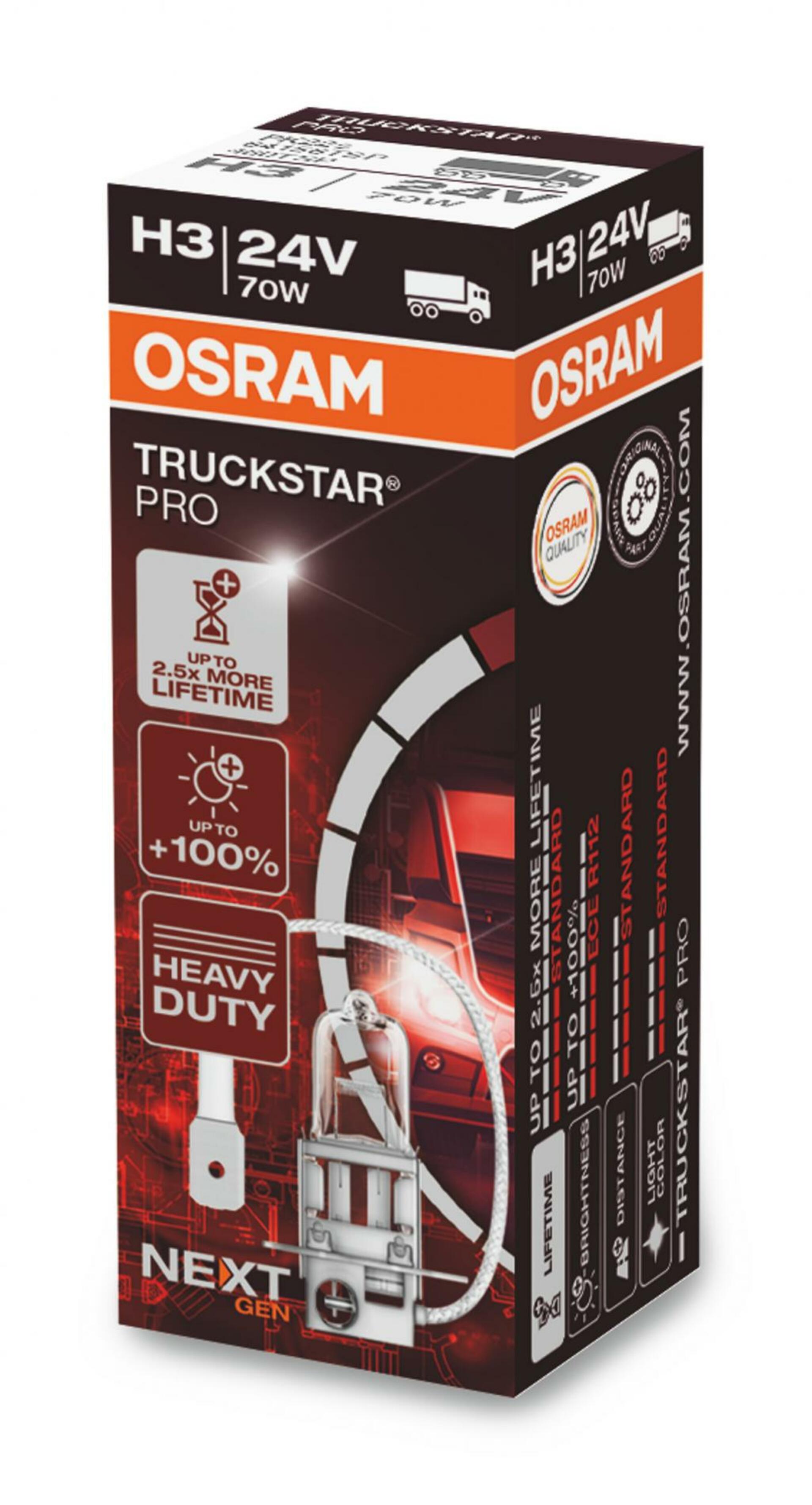 OSRAM H3 24V 70W PK22s TRUCKSTARPRO NEXT GEN +100% více světla 1ks 64156TSP