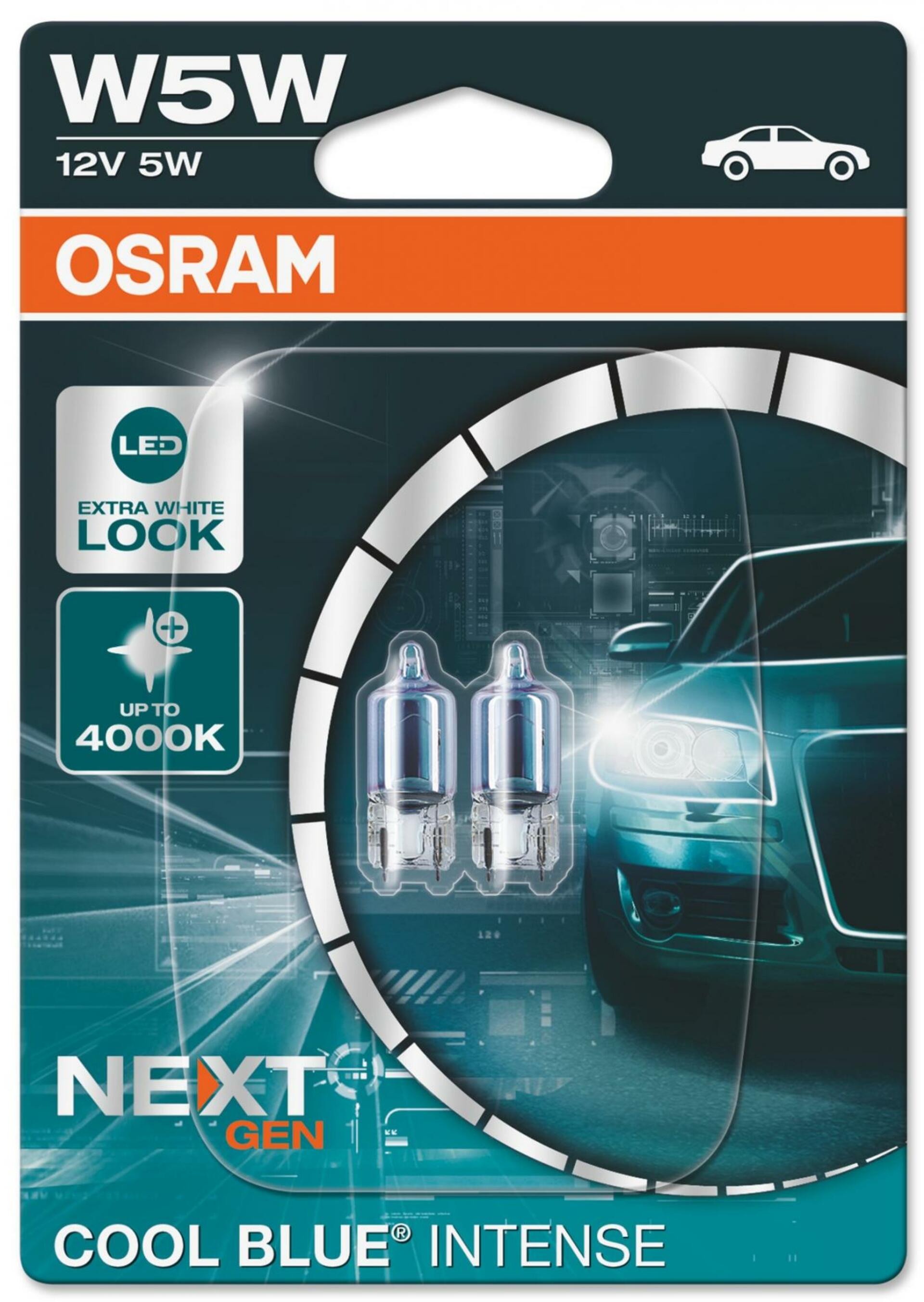 OSRAM W5W 2825CBN-02B COOL BLUE INTENSE Next Gen, 5W, 12V, W2.1x9.5d blistr duo box