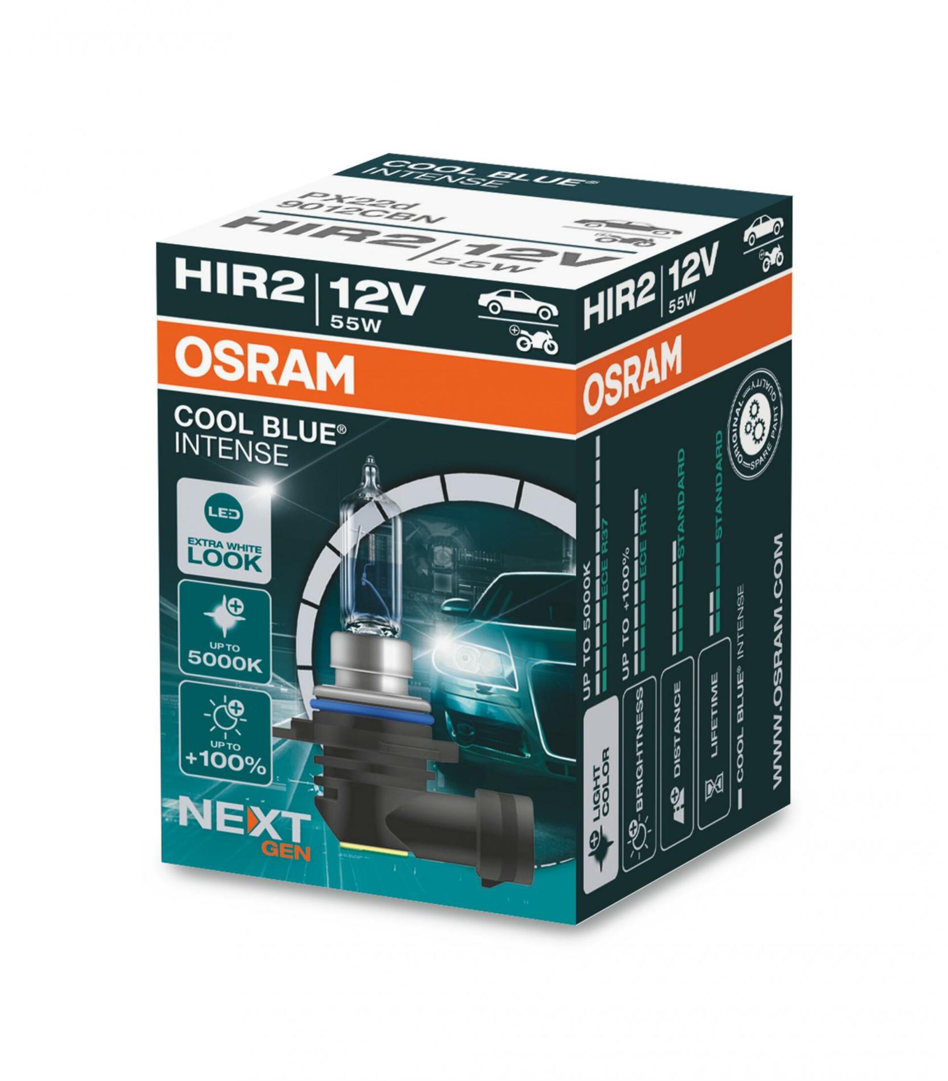 OSRAM HIR2 12V 55W PX22d Cool Blue Intense 4000K +20% 1ks 9012CBN