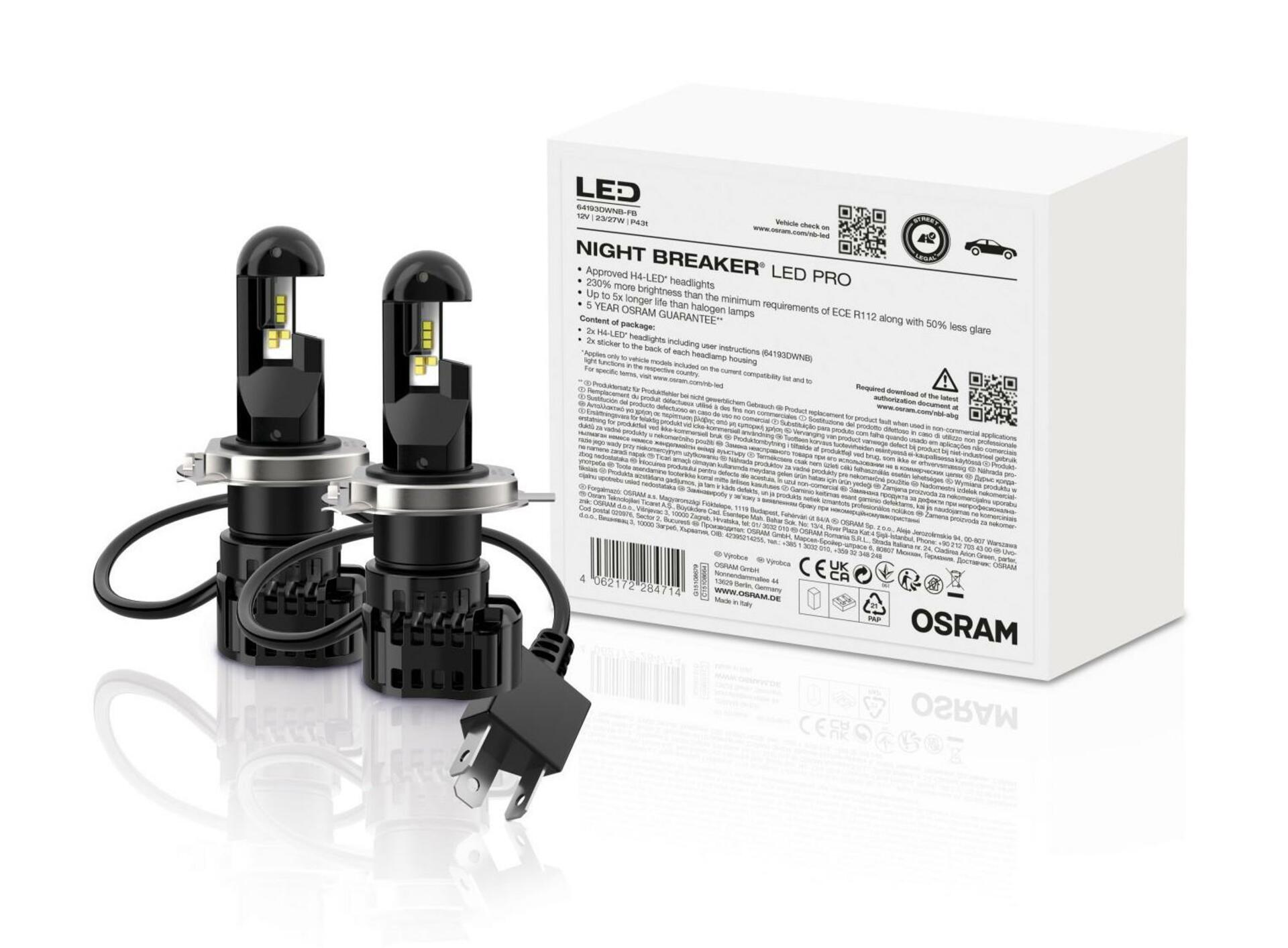 Levně OSRAM H4 NIGHT BREAKER LED Profi-Set +230% více světla 2ks homologace 64193DWNB-FB