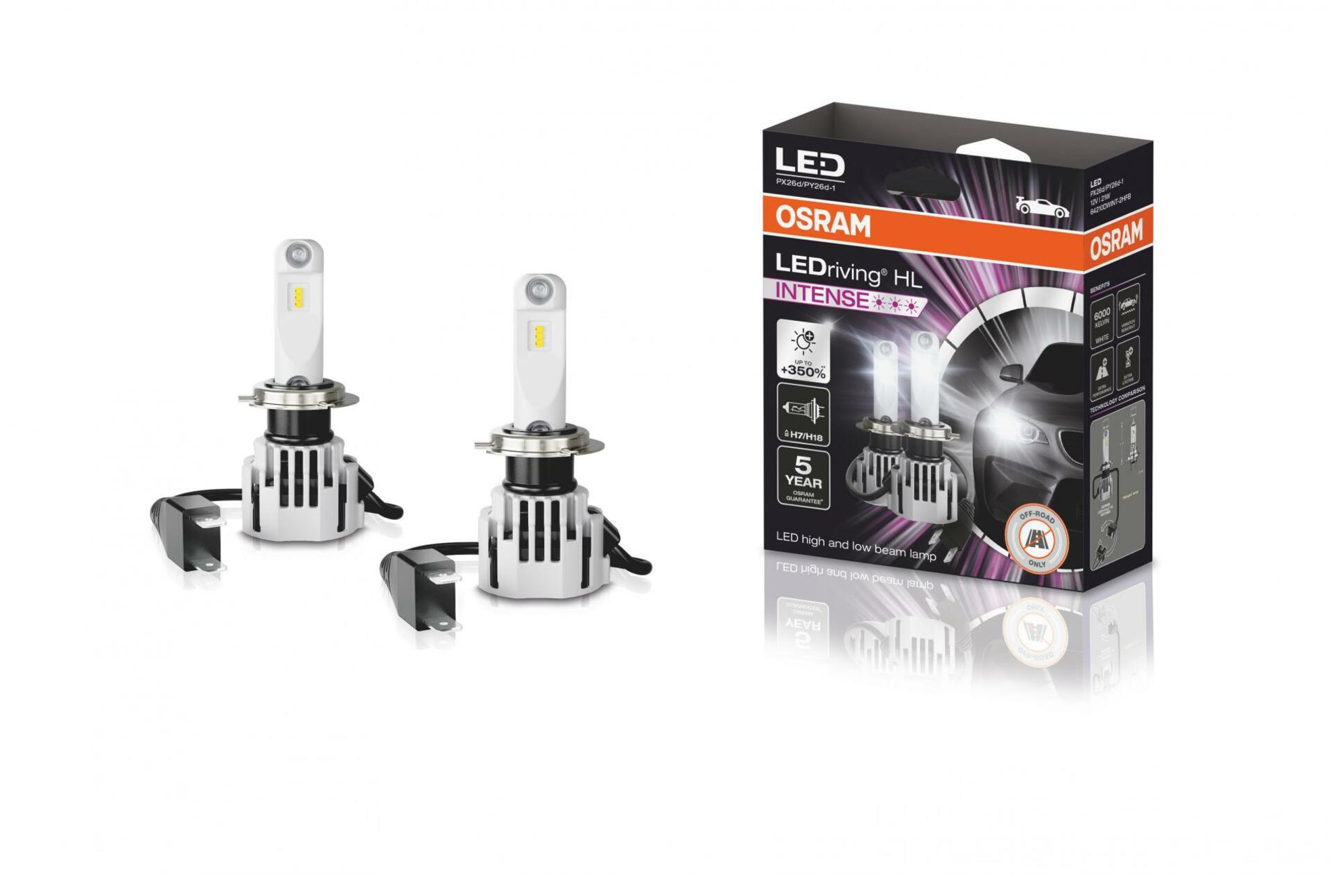 OSRAM LEDriving HL INTENSE H7/H18 12V 21W PX26d/PY26d-1 6000K White 2ks 64210DWINT-2HFB