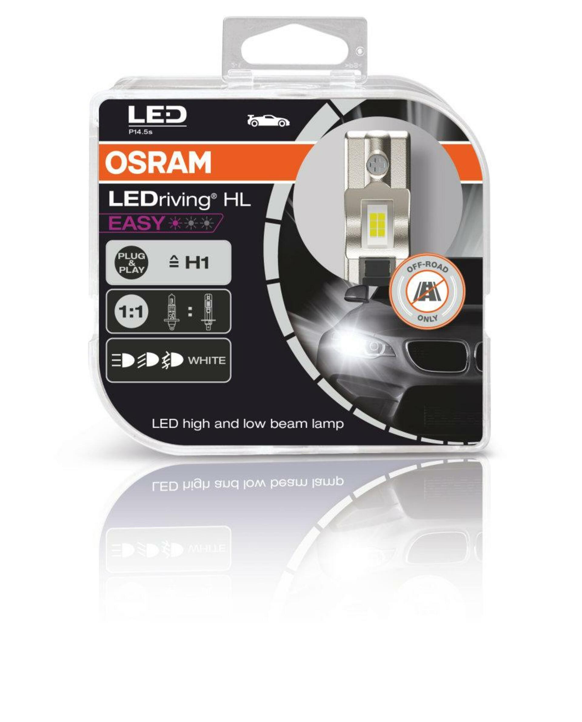 OSRAM LEDriving HL EASY H1 12V 9W P14,5s 6500K White 2ks 64150DWESY-HCB