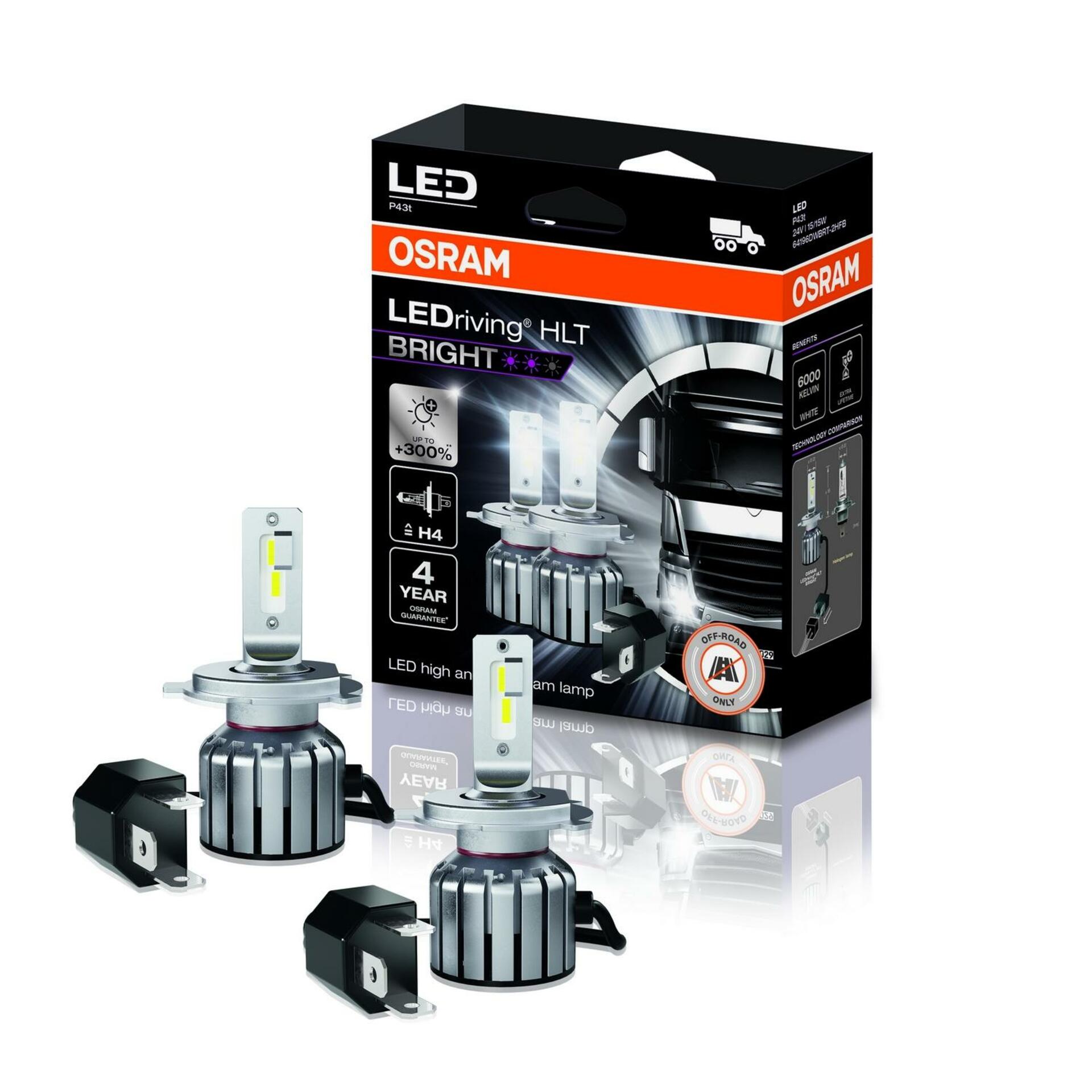 OSRAM LEDriving HLT BRIGHT H4/H19 24V 15W P43t/PU43t-3 6000K NO ECE 2ks 64196DWBRT-2HFB