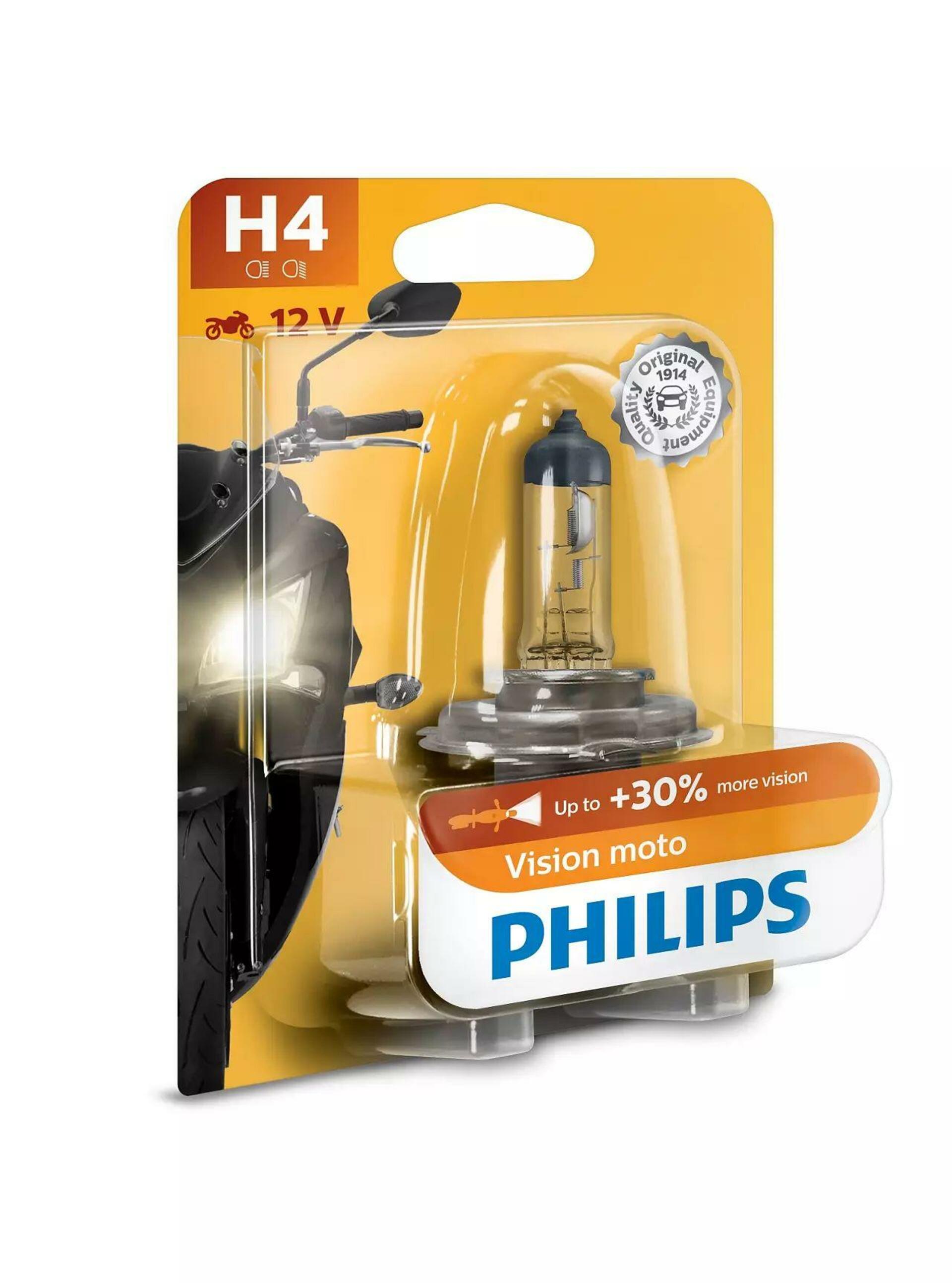 Levně Philips H4 Vision Moto 55W 12342PRBW +30% motožárovka