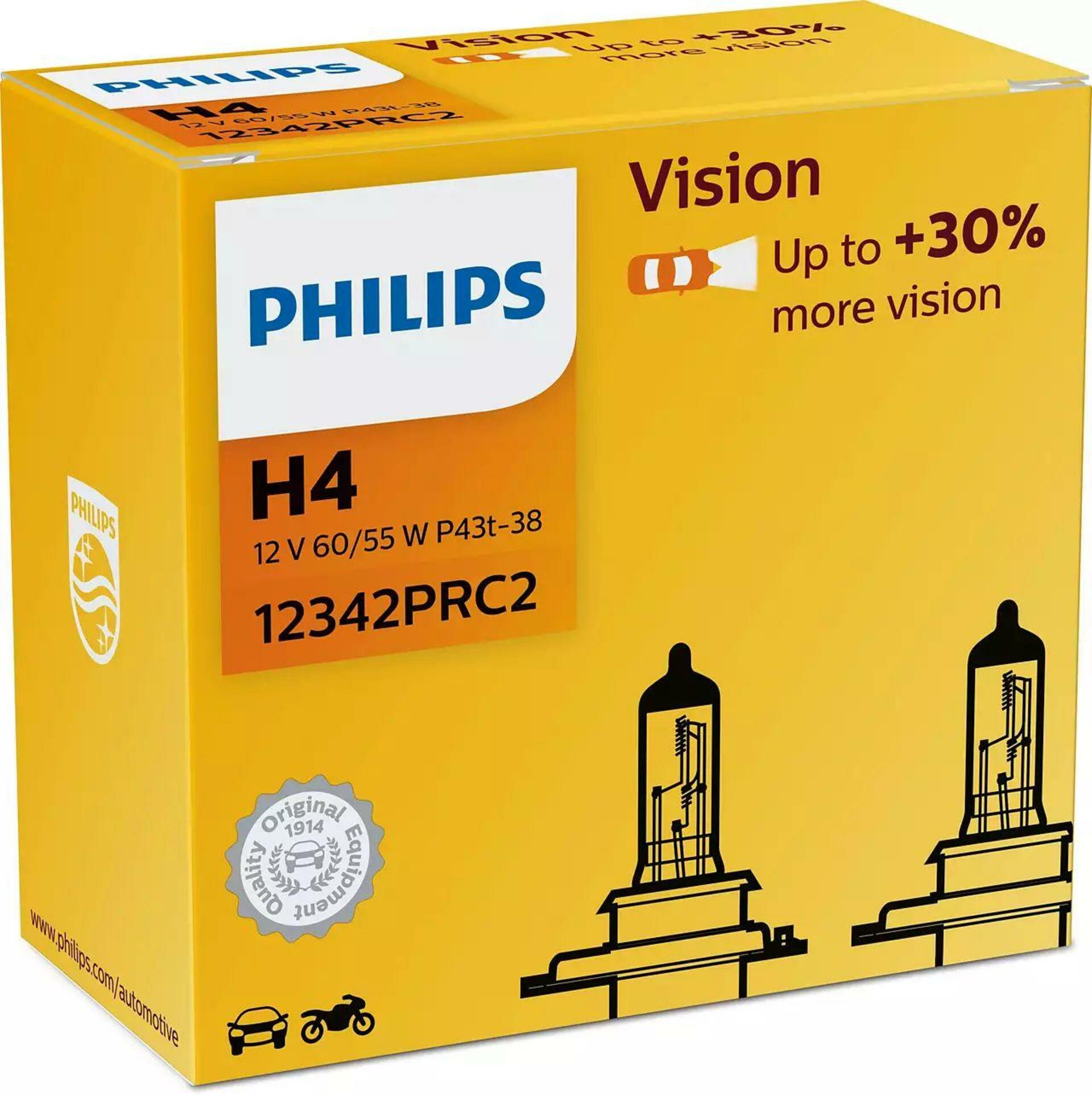 Levně Philips H4 12V 60/55W P43t Vision +30% 2ks 12342PRC2