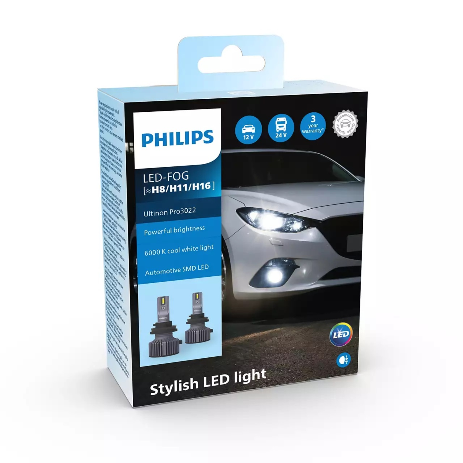 Philips H8/H11/H16 FL Ultinon Pro3022 LED 12V/24V 6000K NO ECE 2ks PH 11366U3022X2