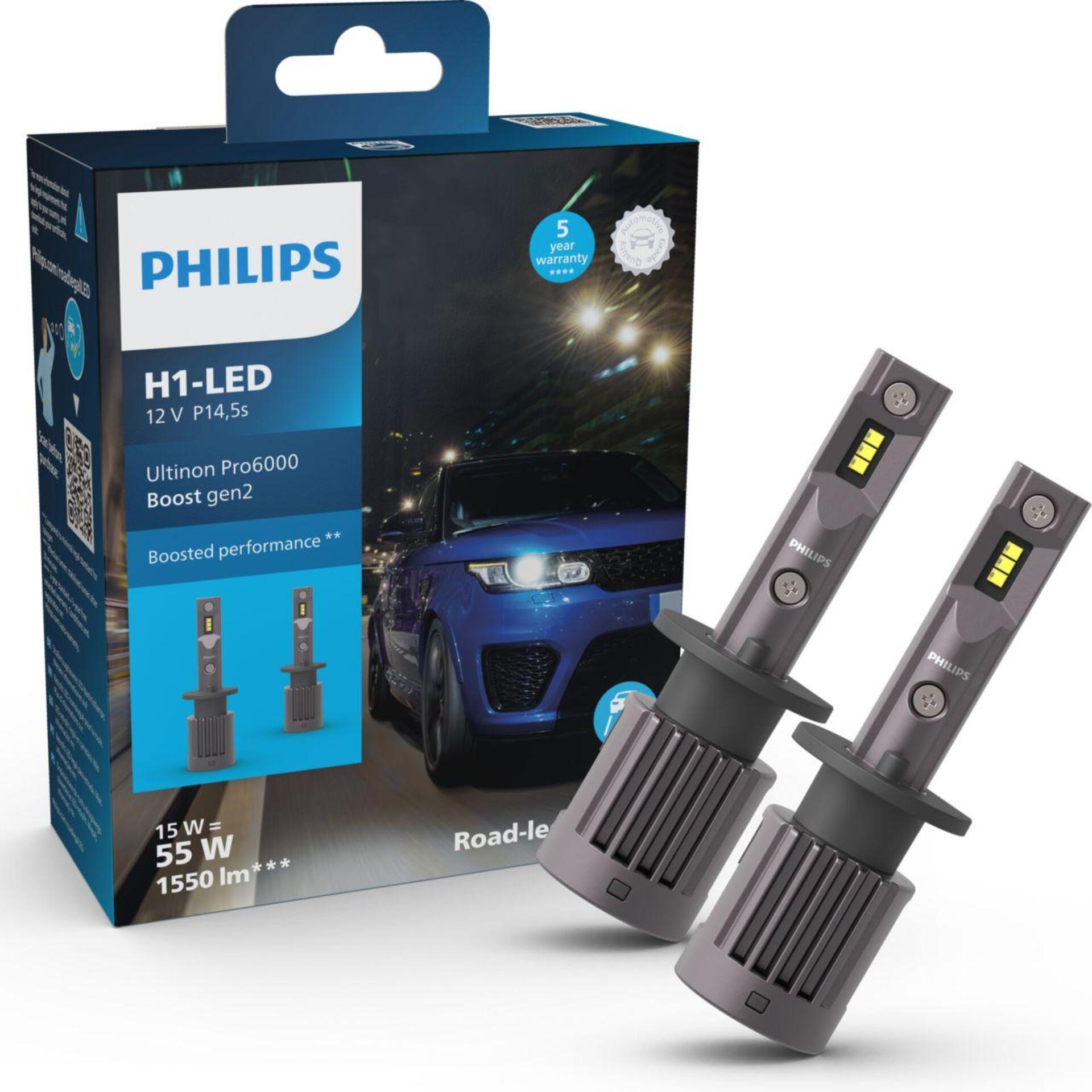 Levně Philips LED H1 12V 15W Ultinon Pro6000 Boost Gen2 +450% s homologací 2ks 11258U60B2X2