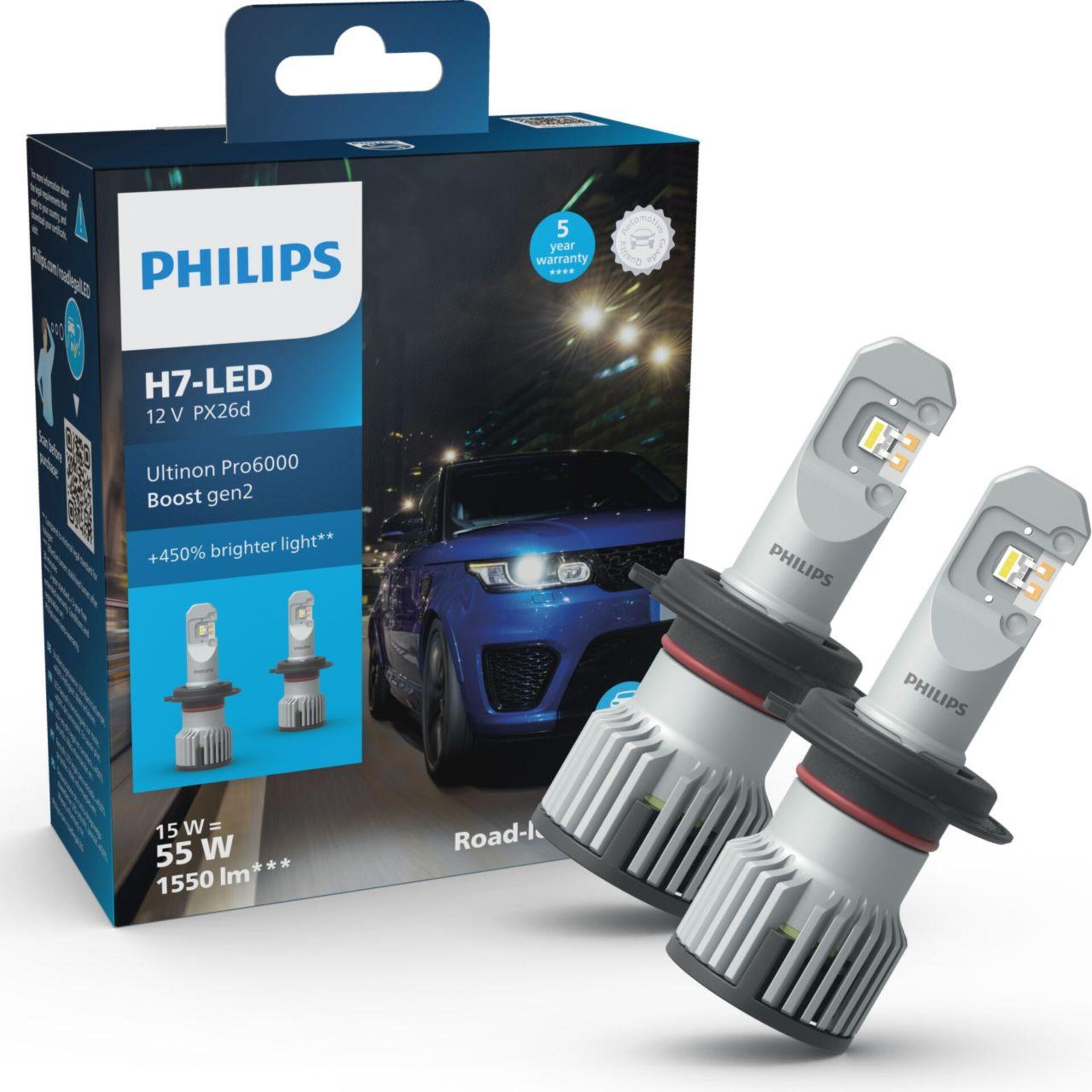 Levně Philips LED H7 12V 15W Ultinon Pro6000 Boost Gen2 +450% s homologací 2ks 11972U60B2X2