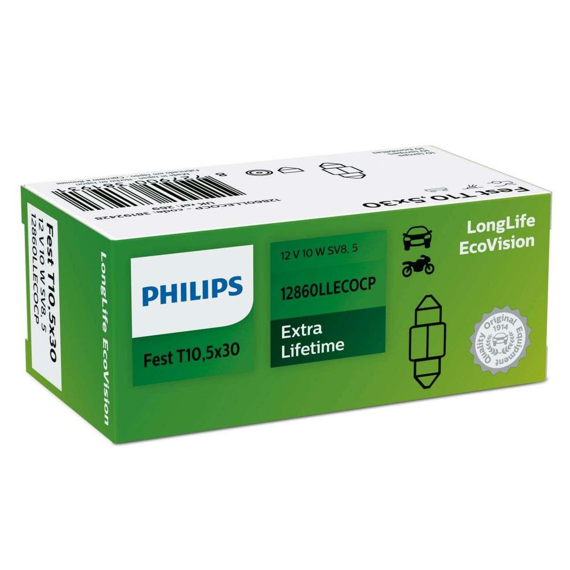 Philips T10.5x30 12V 10W 12860LL longerlife