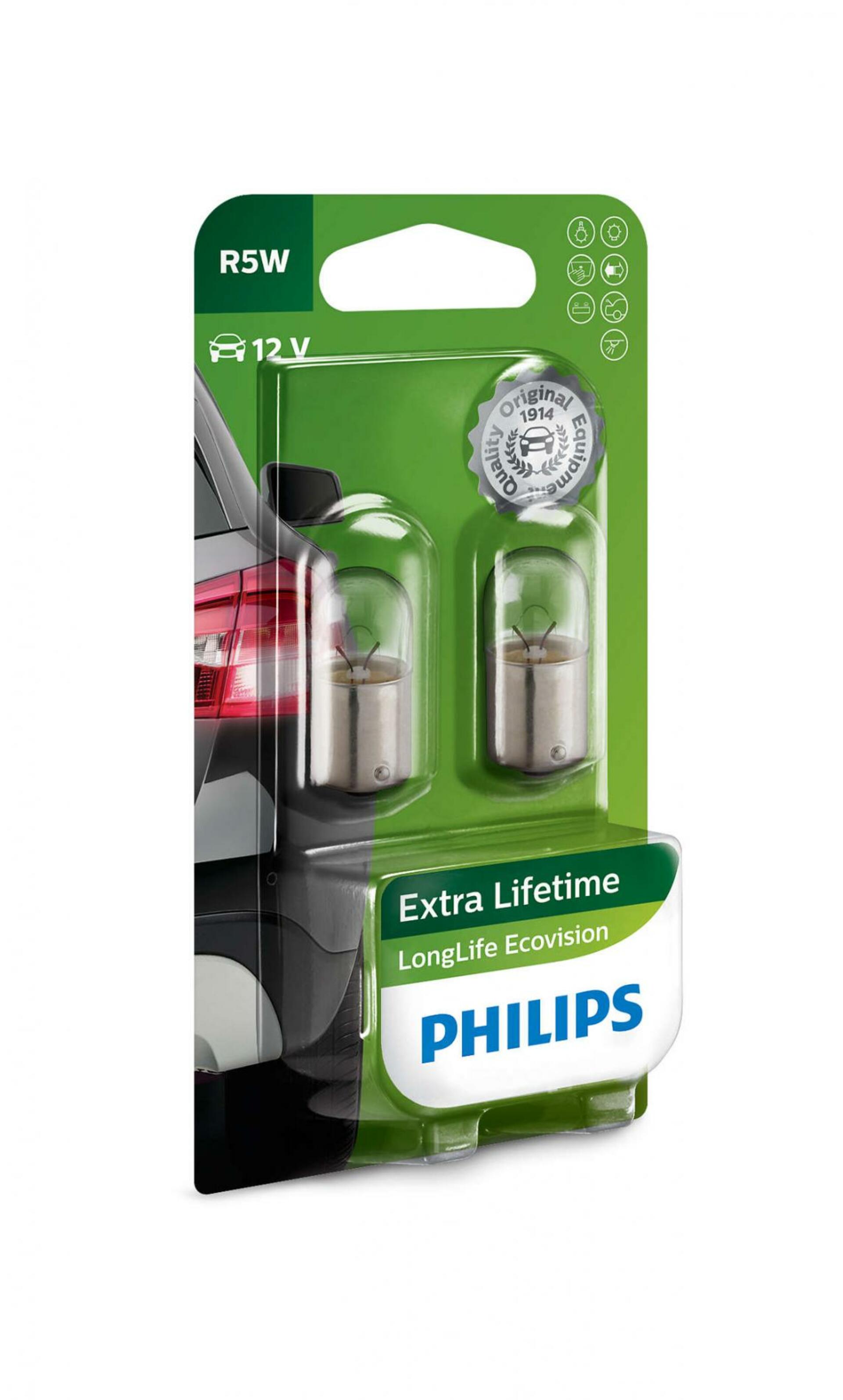 Philips R5W 12V 5W  BA15s LongLife EcoVision 2ks blistr 12821LLECOB2