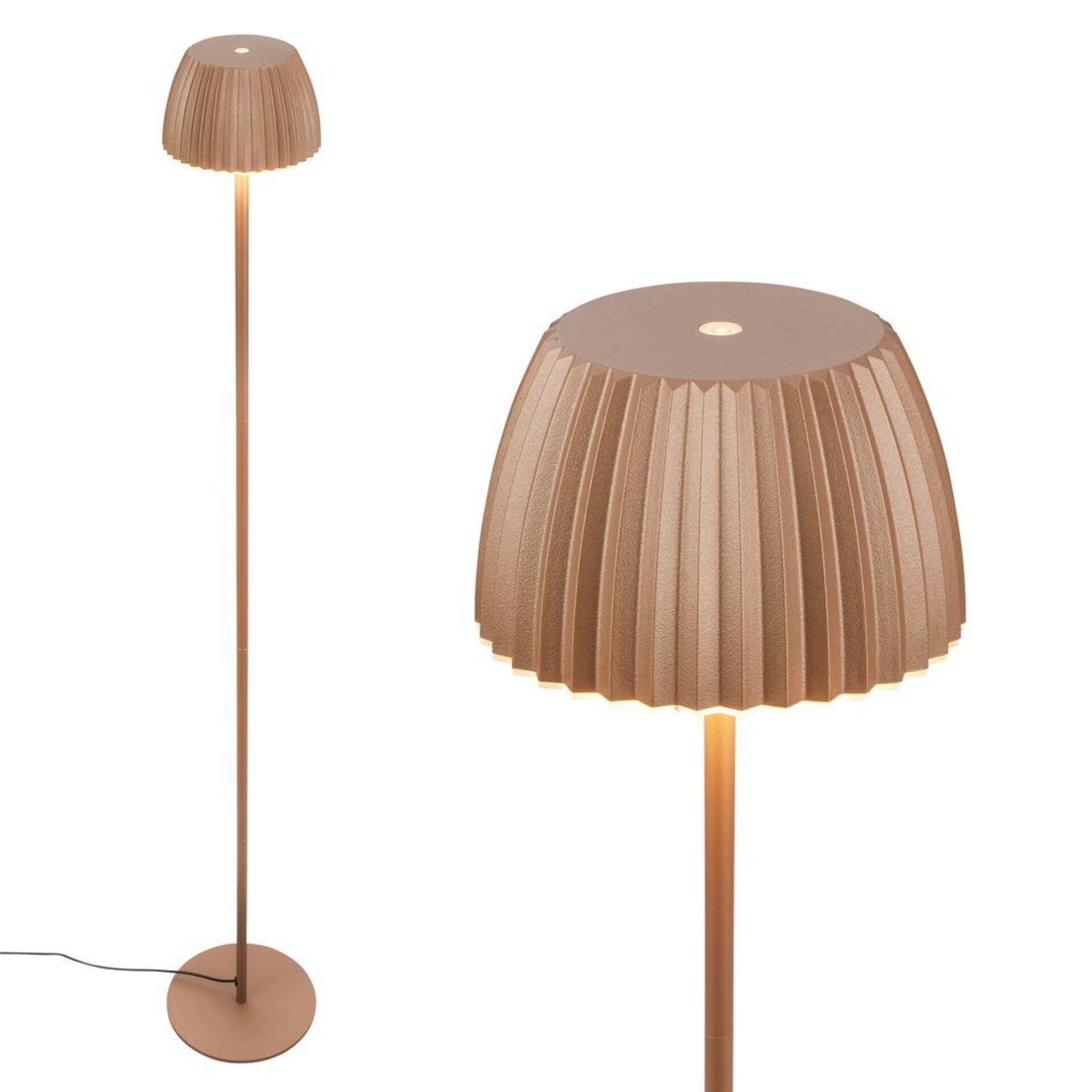 Levně BRILONER Loca stojanová lampa - 8W, 800lm, LED, dotykový vypínač, stmívatelná, teplá bílá, kávová 1625017