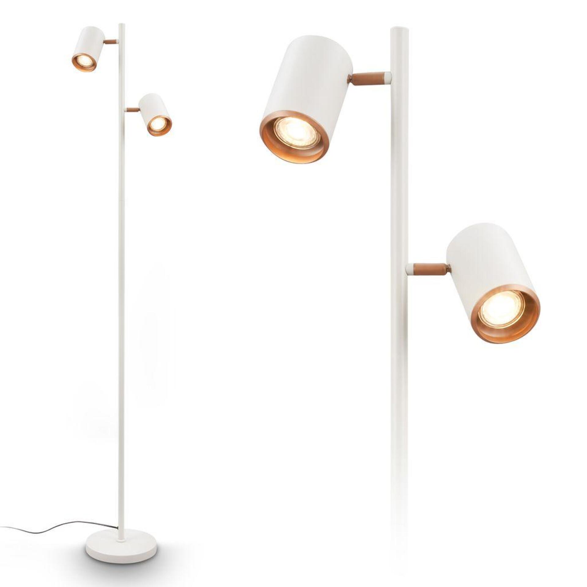 Levně BRILONER Era stojanová lampa - vypínač, nastavitelná, GU10 patice, 2-ramenná, světlešedá/kávová 1758024