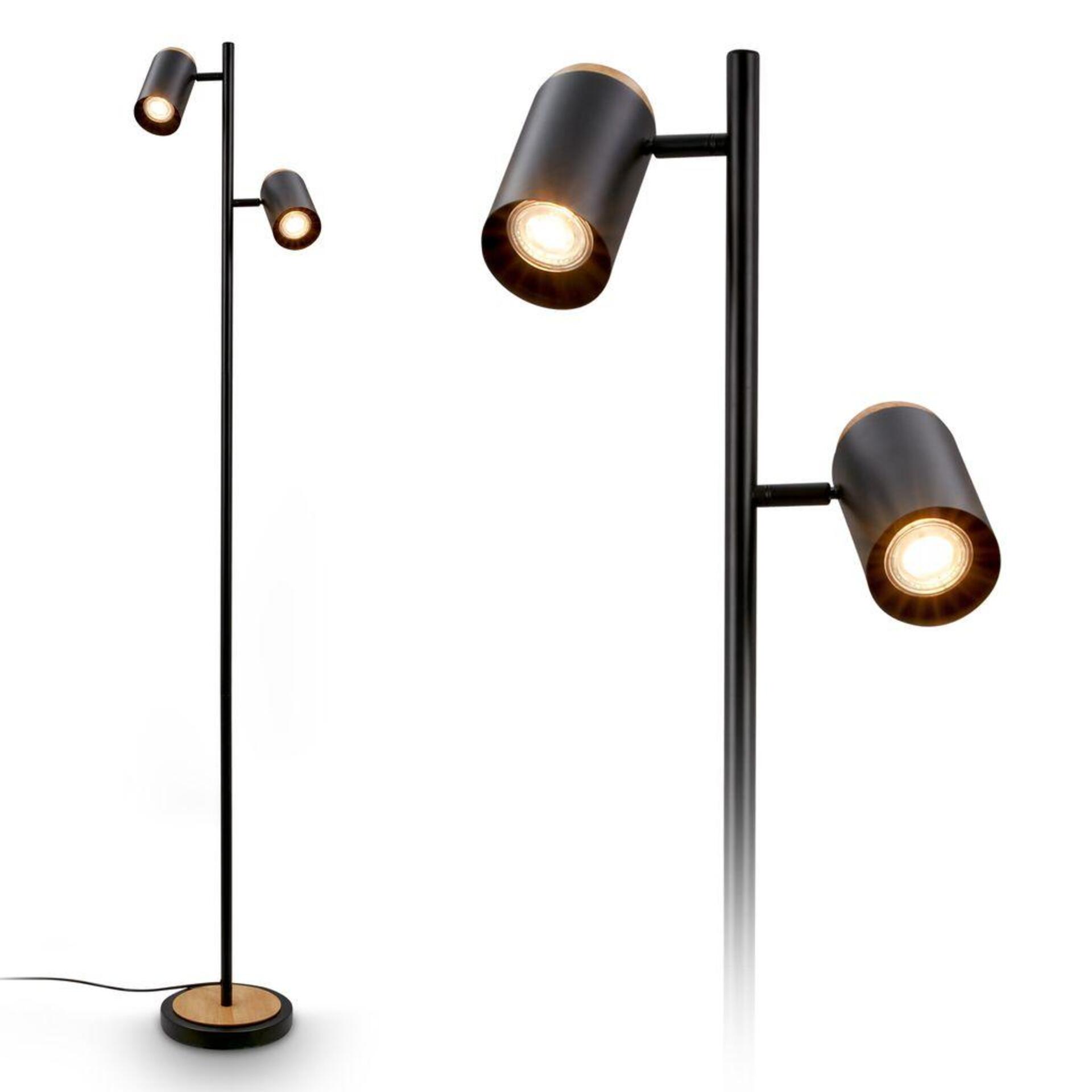 Levně BRILONER Duta stojanová lampa - vypínač, nastavitelná, GU10 patice, 2-ramenná, černá 1859025