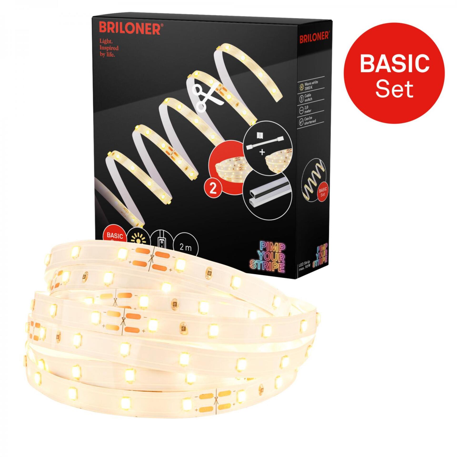 Levně BRILONER Pimp Your Stripe základní sada LED Strip 2m, teplá bílá, On/Off 2150112