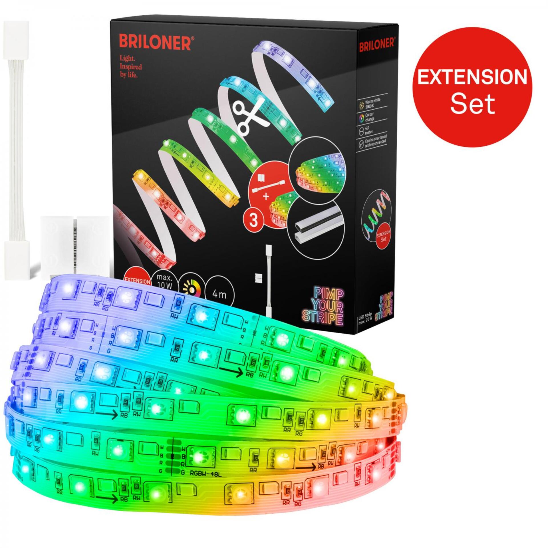 Levně BRILONER Pimp Your Stripe prodlužovací sada LED Strip 4m, RGB+W, barevné programy 2158384