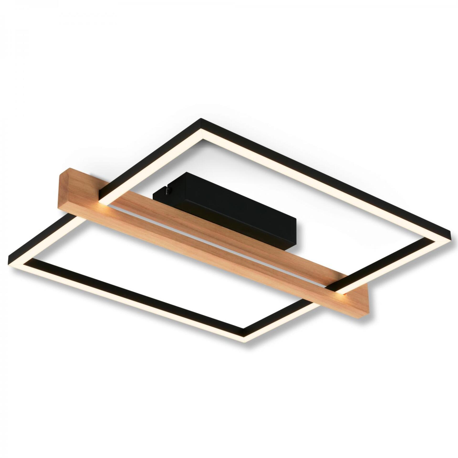 Levně BRILONER Moldura LED stropní svítidlo, stmívatelné, paměťová funkce, 14W, 1650 lm, černá/dřevo 3842014