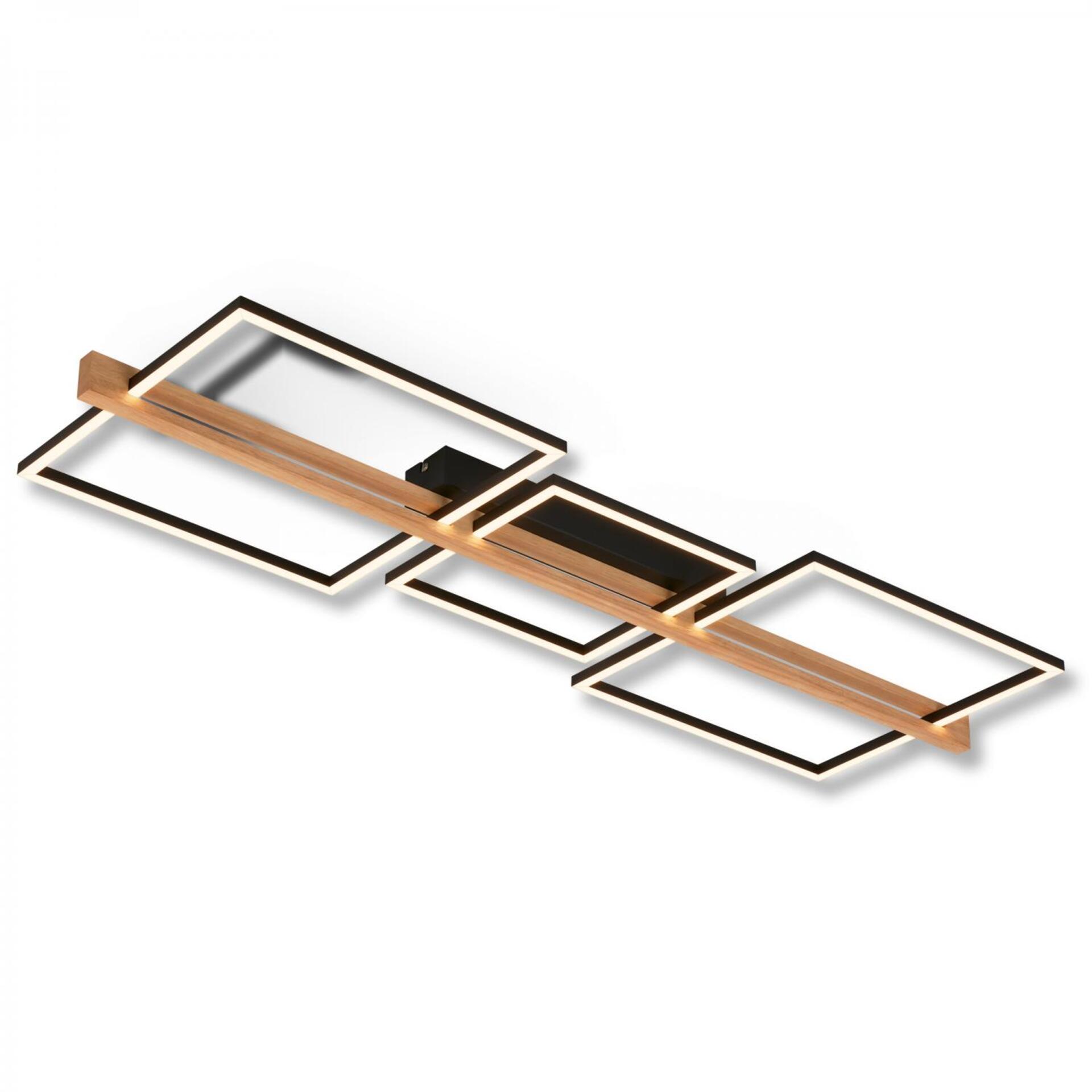 Levně BRILONER Moldura LED stropní svítidlo, stmívatelné, paměťová funkce, 38W, 4900 lm, černá/dřevo 3843014