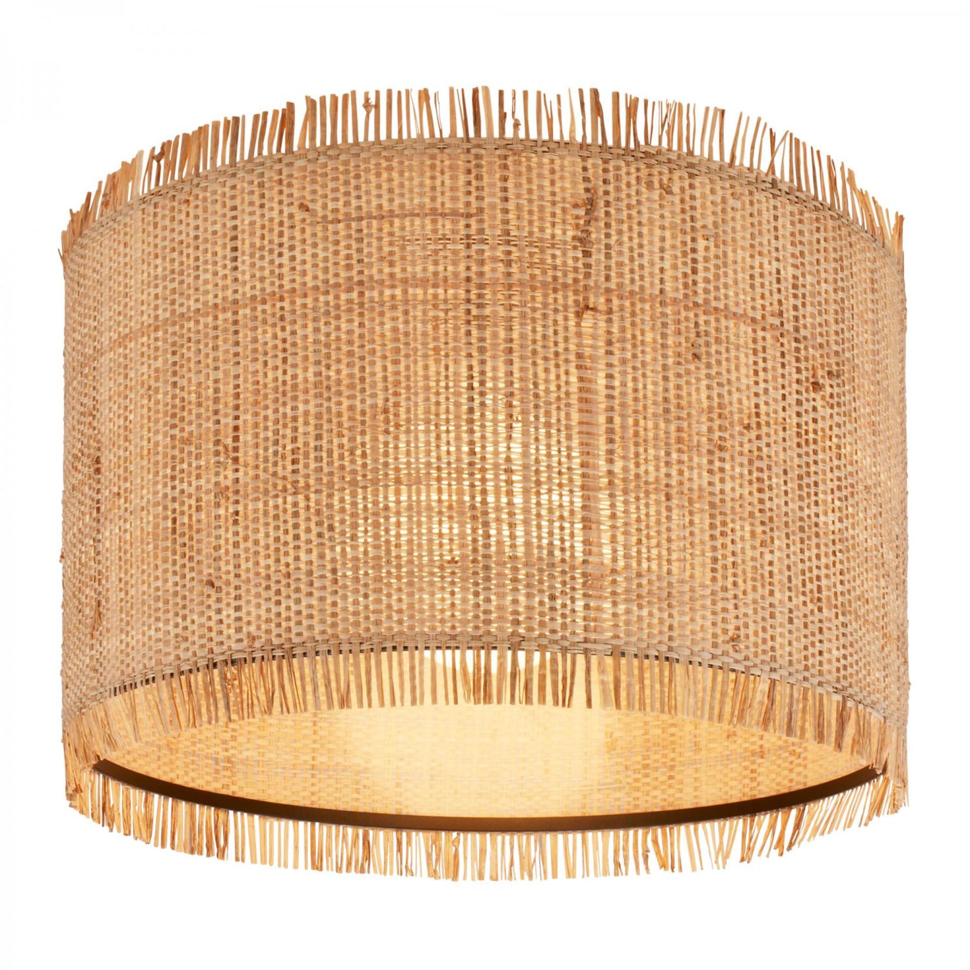 Levně BRILONER Stropní svítidlo Borra 40x29 cm – stínidlo ze slámy, E27, max. 10W, on/off, béžová / černá 3854014