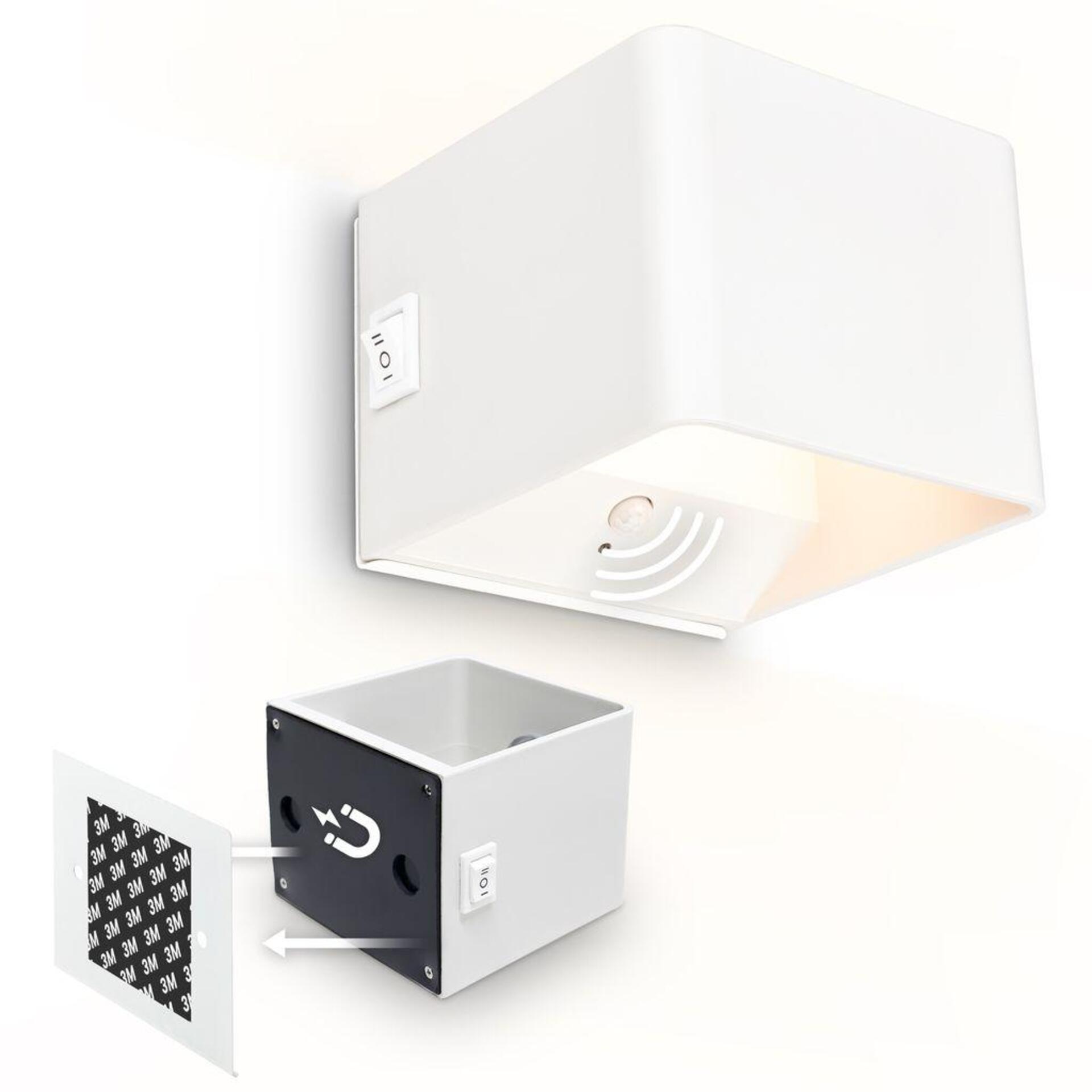 Levně BRILONER Borra nástěnné svítidlo - 1,5W, 100lm, bezdrátové, LED, s pohybovým čidlem, bílé 3879016