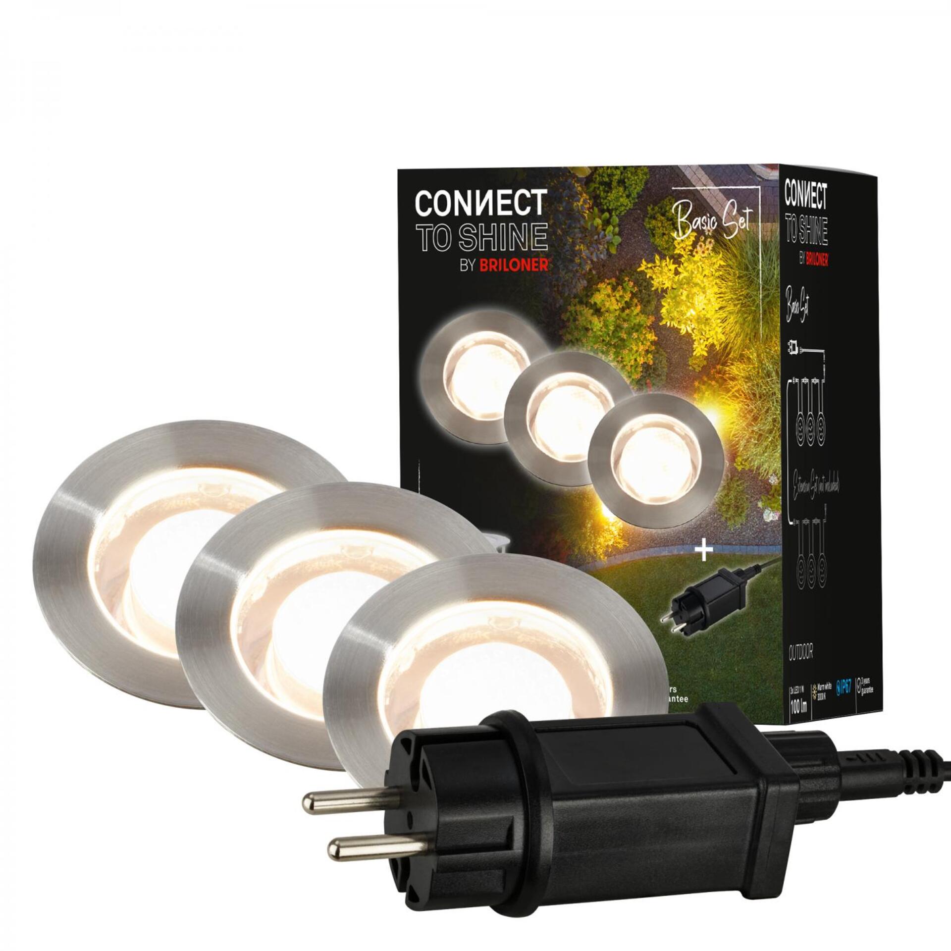 Levně BRILONER CONNECT TO SHINE startovací sada Padouk 3ks LED zapuštěných svítidel do země, IP67 3914032