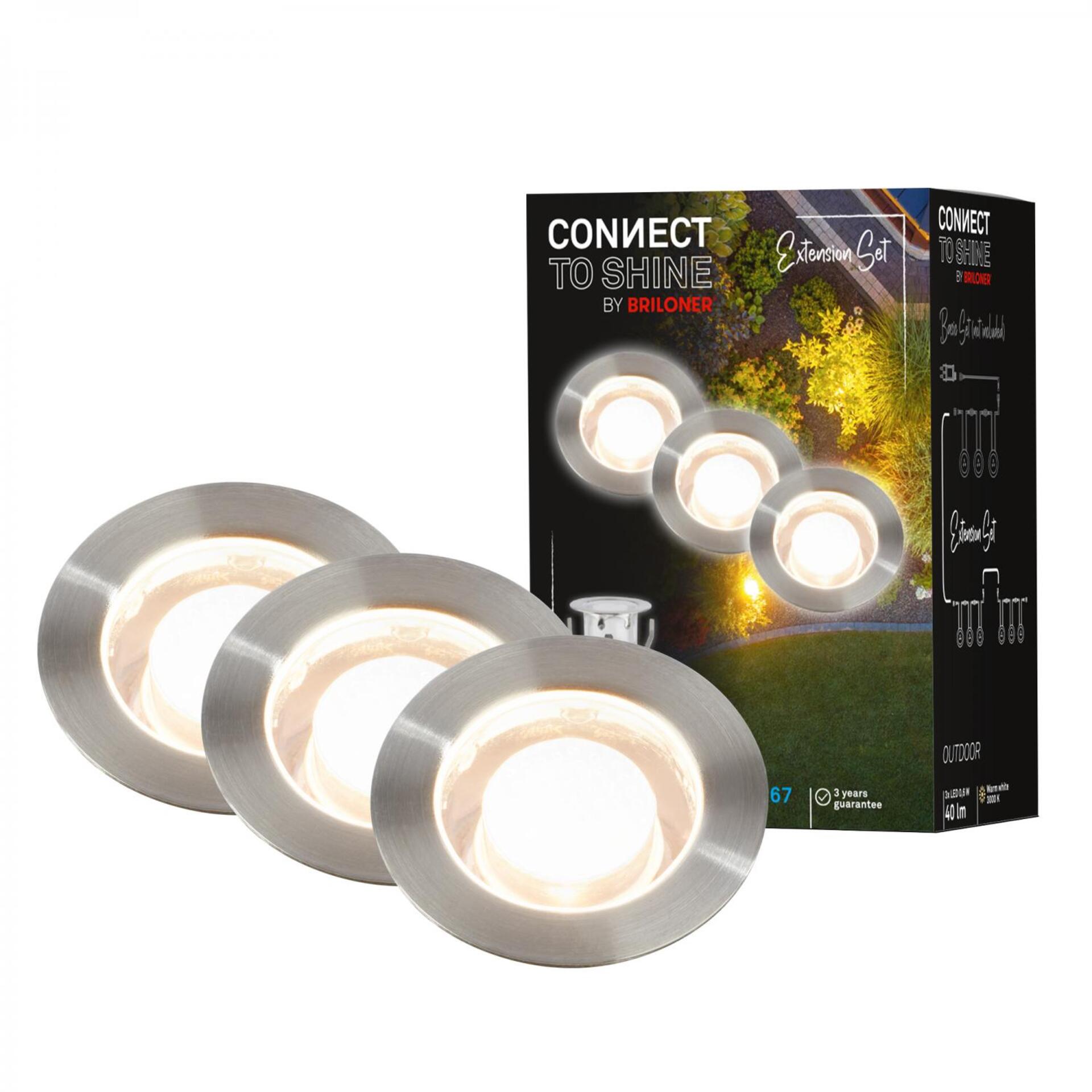 Levně BRILONER CONNECT TO SHINE prodlužovací sada Padouk 3ks LED zapuštěných svítidel do země, IP67 3915032