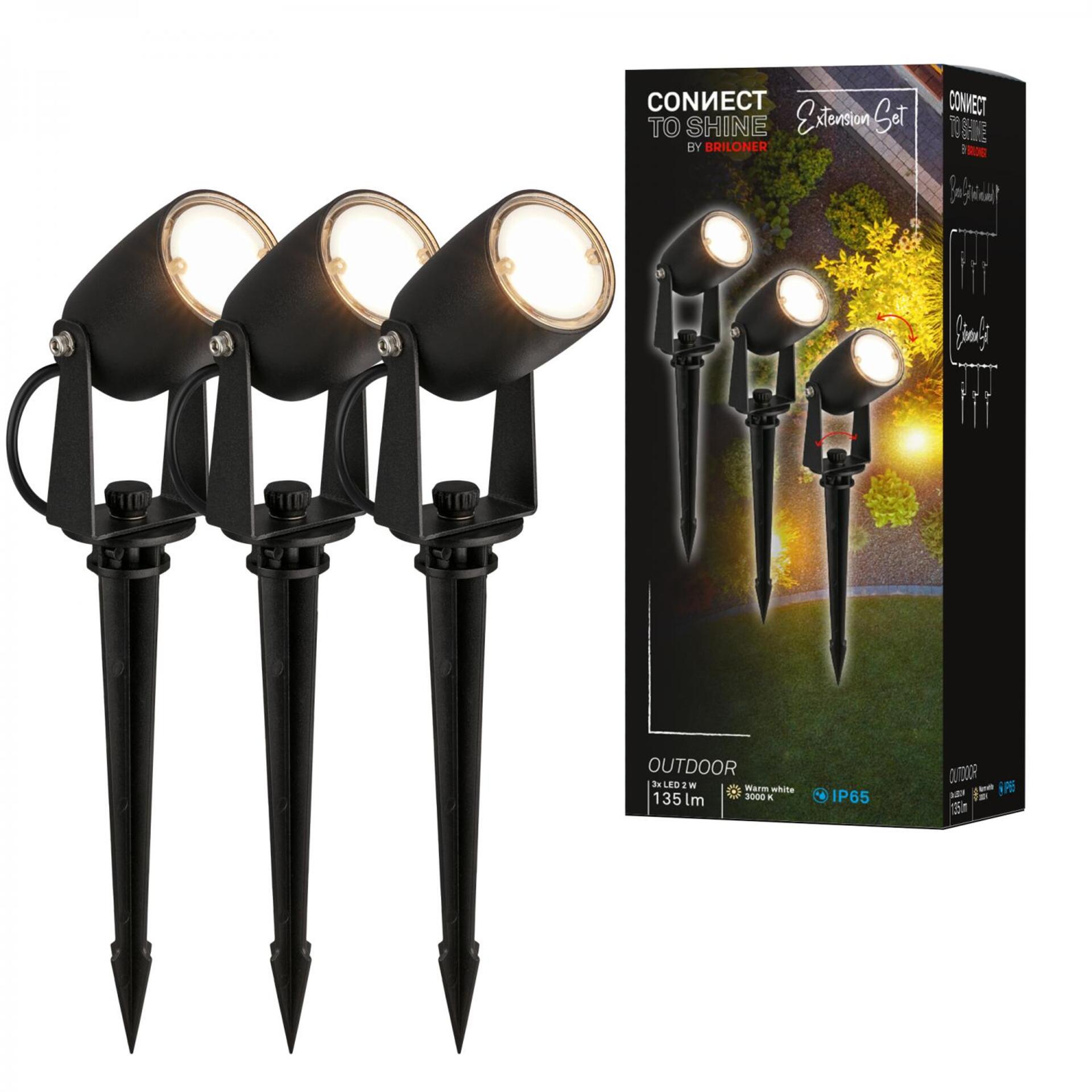 Levně BRILONER CONNECT TO SHINE prodlužovací sada Iris sada 3ks LED zahradních bodových svítidel, IP65 3928035