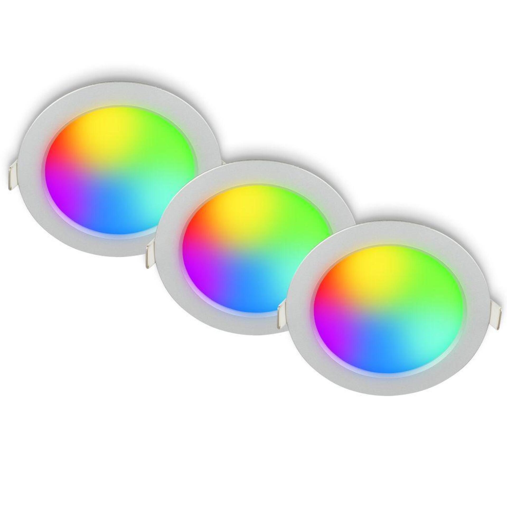 Levně BRILONER Fungo vestavné bodové svítidlo 100mm 3ks sada - 7W, 700lm, LED, stmívatelné, IP65, matný chrom 3945034