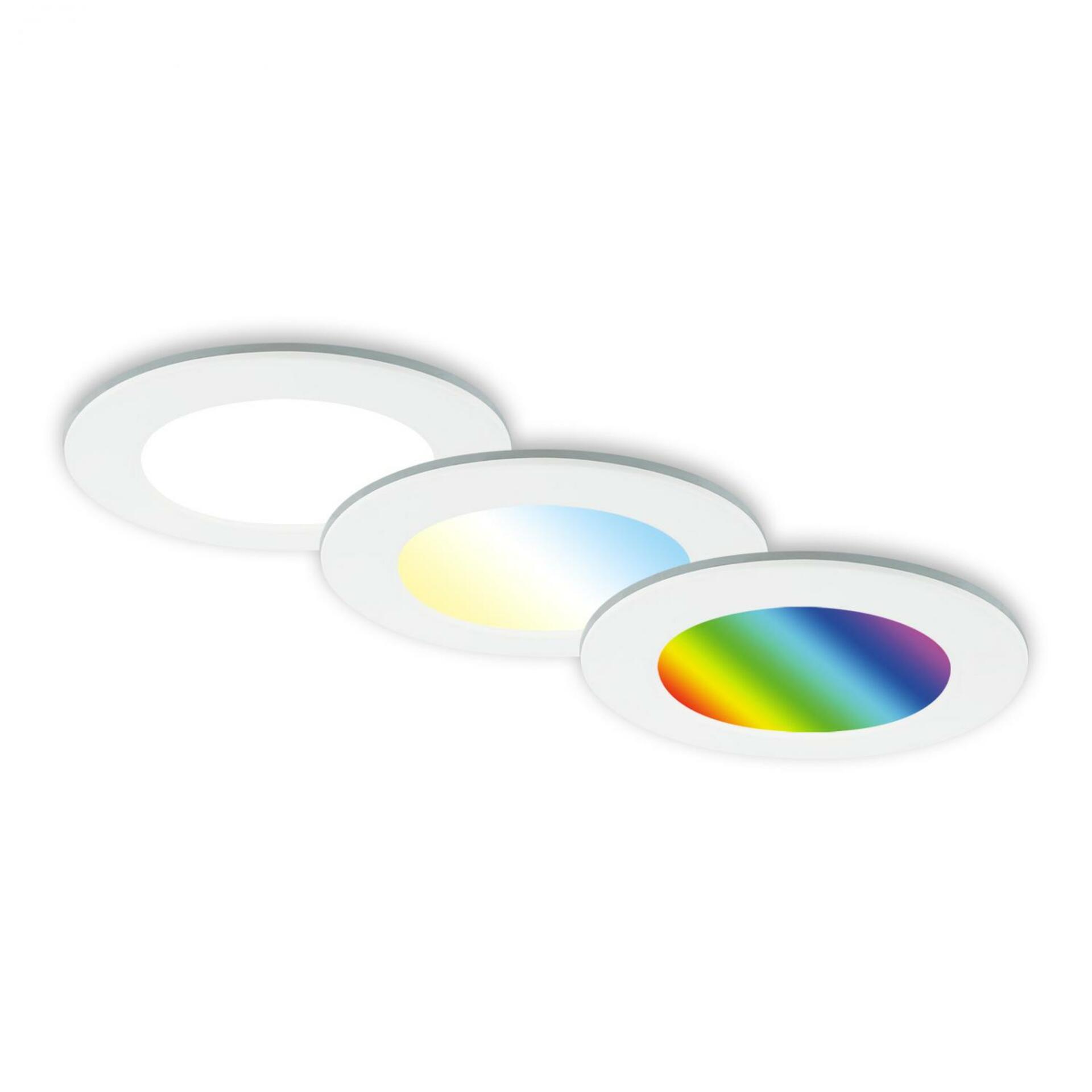 Levně BRILONER RGB-CCT LED vestavná svítidla sada, pr.9,2 cm, 3x LED, 4,8 W, 450 lm, bílé IP65 BRI 7035-036