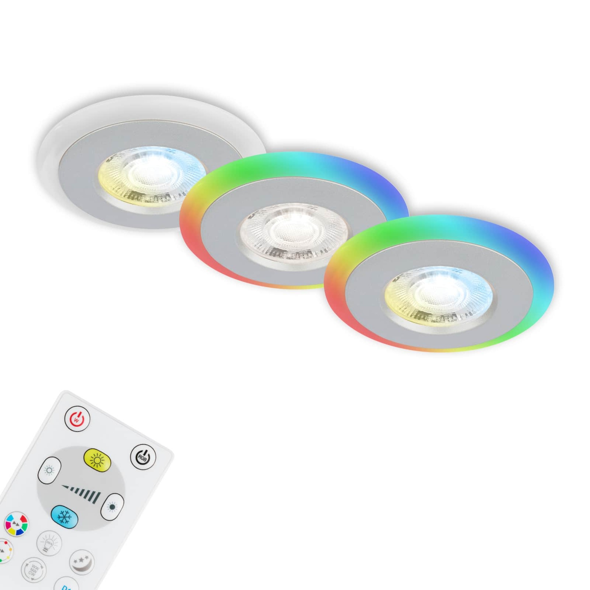 BRILONER LED vestavná svítidla sada, pr.8,4 cm, 3x LED, 5 W, 460 lm, matný chrom IP44 BRI 7040-034