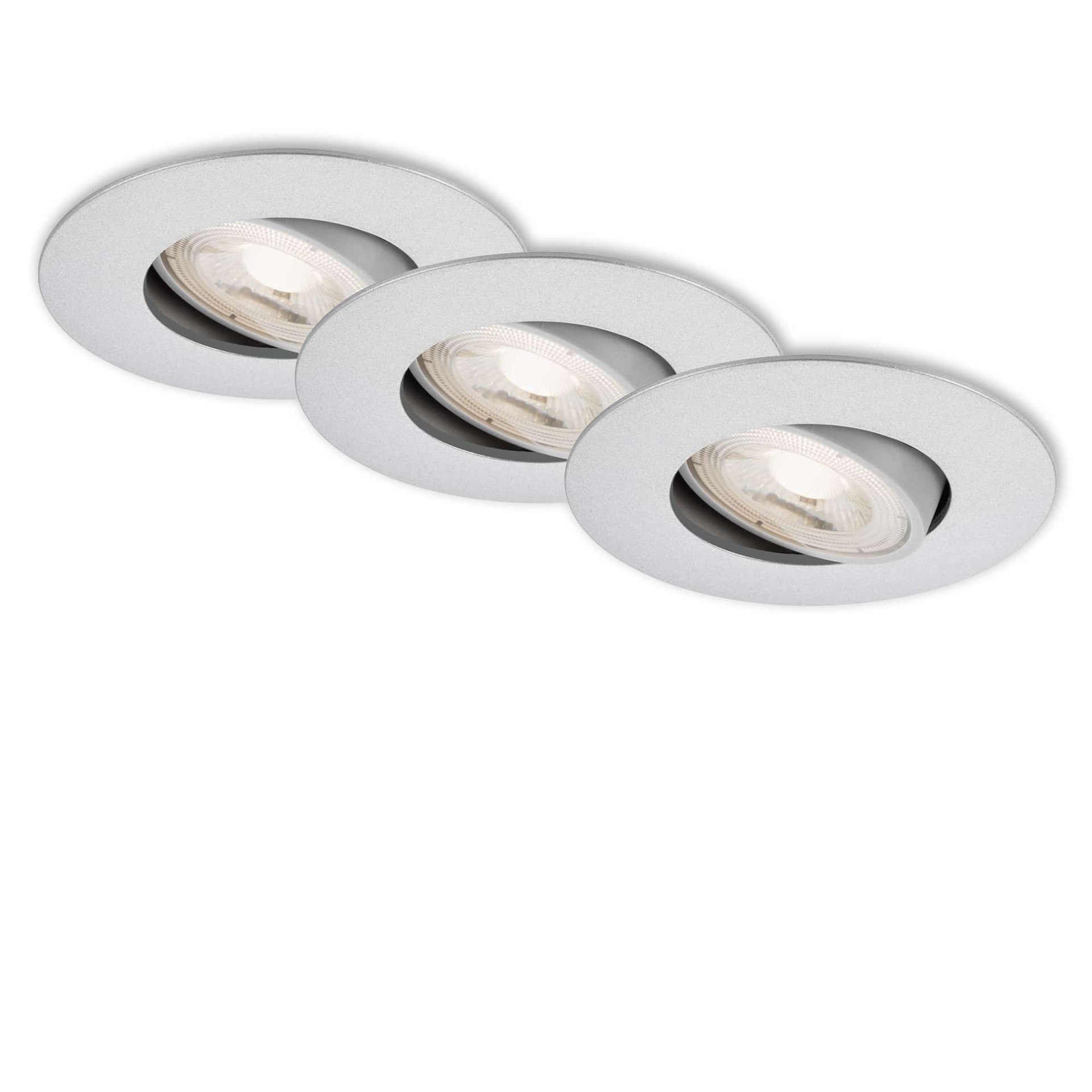 BRILONER 3ks sada LED vestavné svítidlo, pr. 9 cm, nastavitelné, 5 W, matný chrom BRI 7048-034