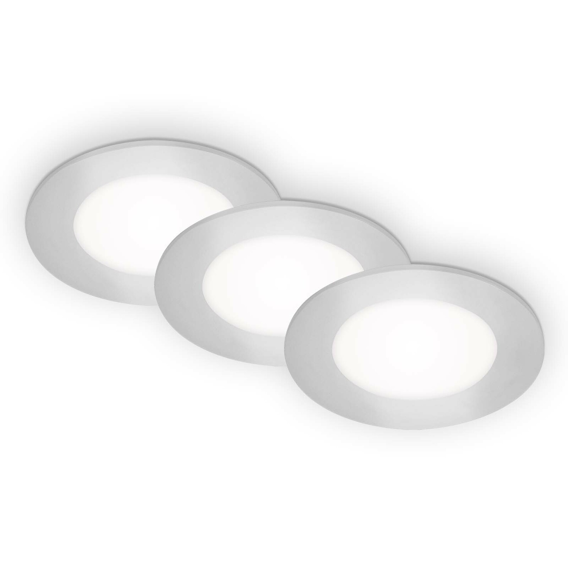 BRILONER LED vestavná svítidla 3ks sada, pr.8,6 cm, 3x LED, 3 W, 350 lm, matný chrom IP65 BRI 7057-434