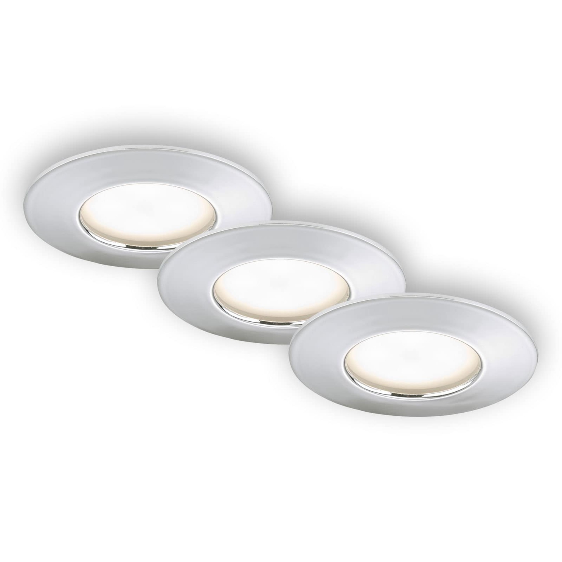 BRILONER 3ks sada LED vestavné svítidlo, pr. 7,5 cm, chrom IP44 BRI 7204-038