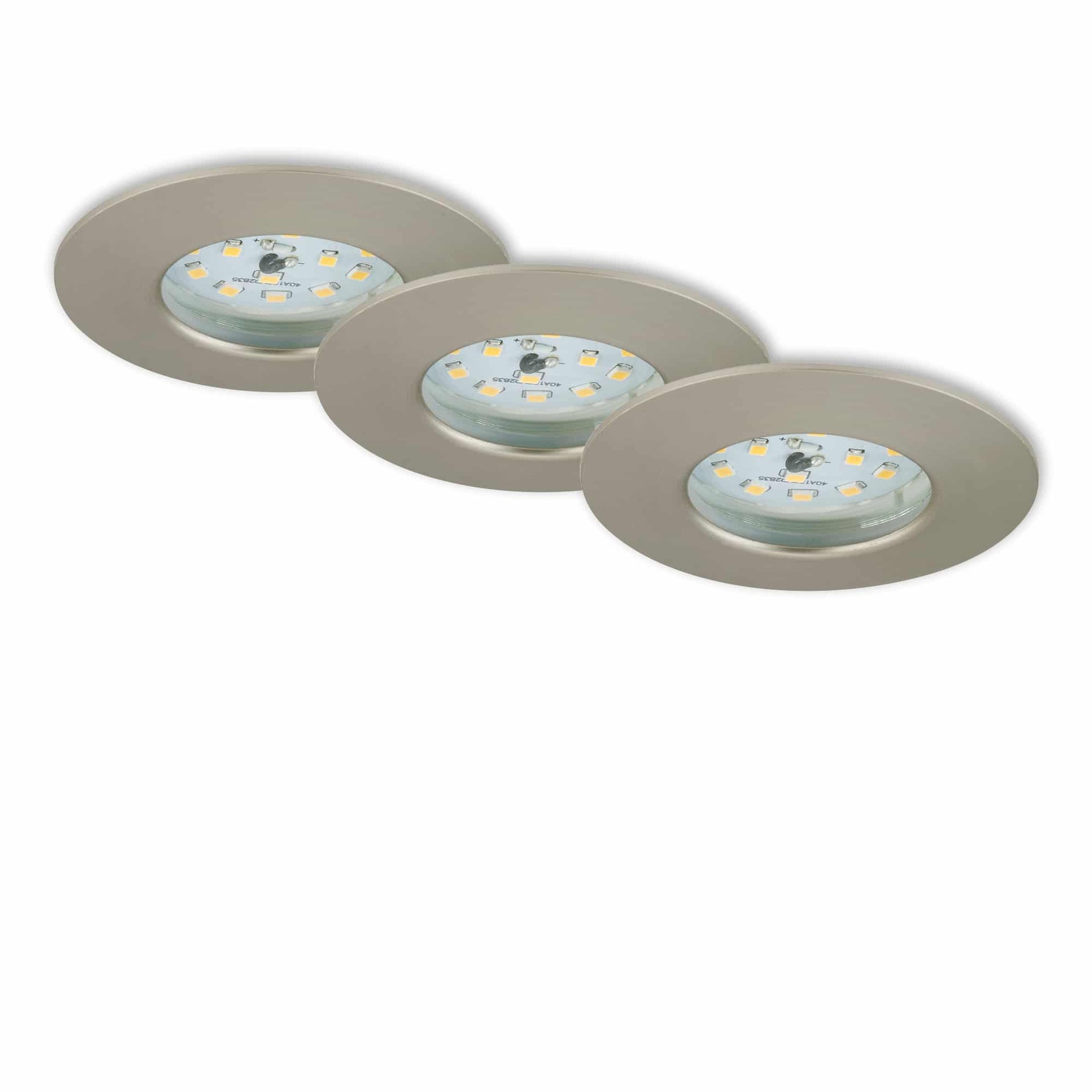 BRILONER 3ks sada LED vestavné svítidlo, pr. 7,5 cm, 5,5 W, matný nikl IP44 BRI 7231-032