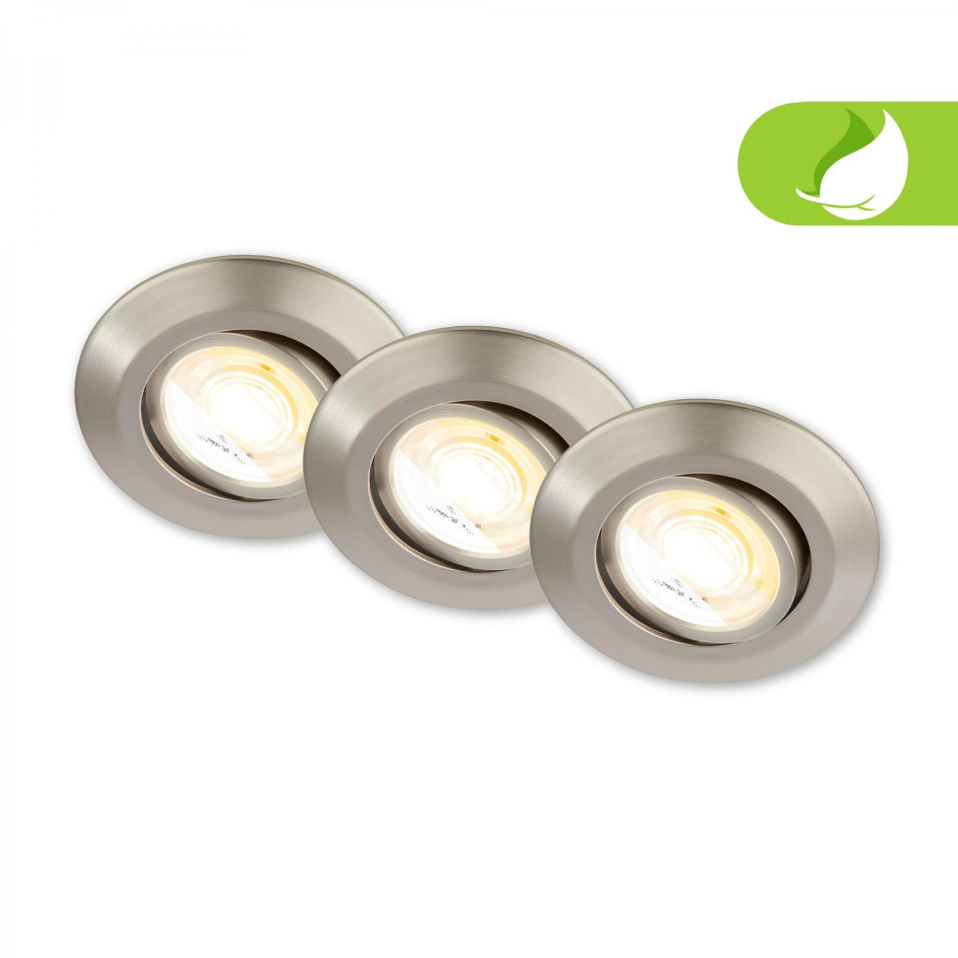 Levně BRILONER Klira 3ks sada LED vestavné bodové svítidlo 230V, nastavitelné, CTS, matný nikl 7586032