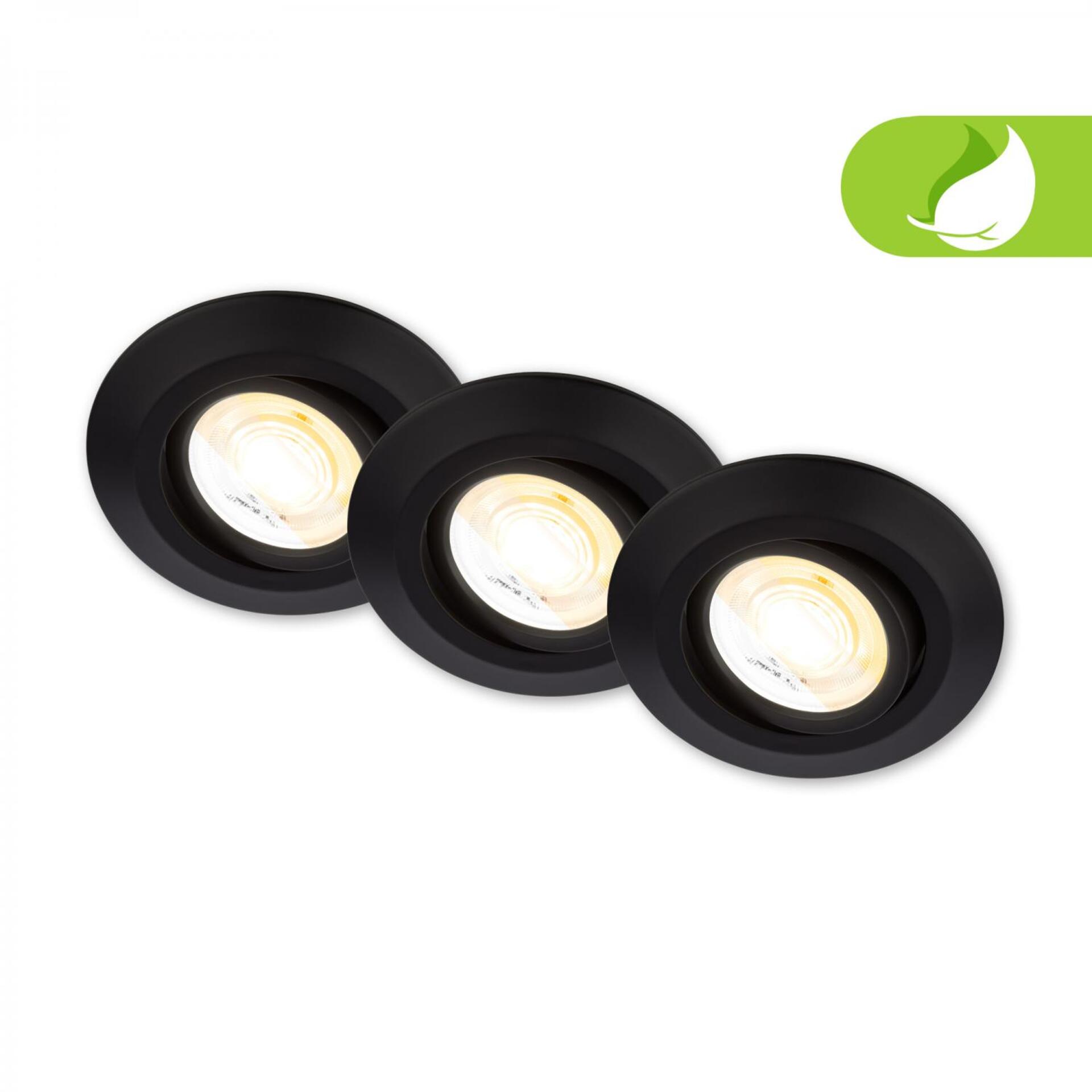 Levně BRILONER Klira 3ks sada LED vestavné bodové svítidlo 230V, stmívatelné, nastavitelné, černé 7587035
