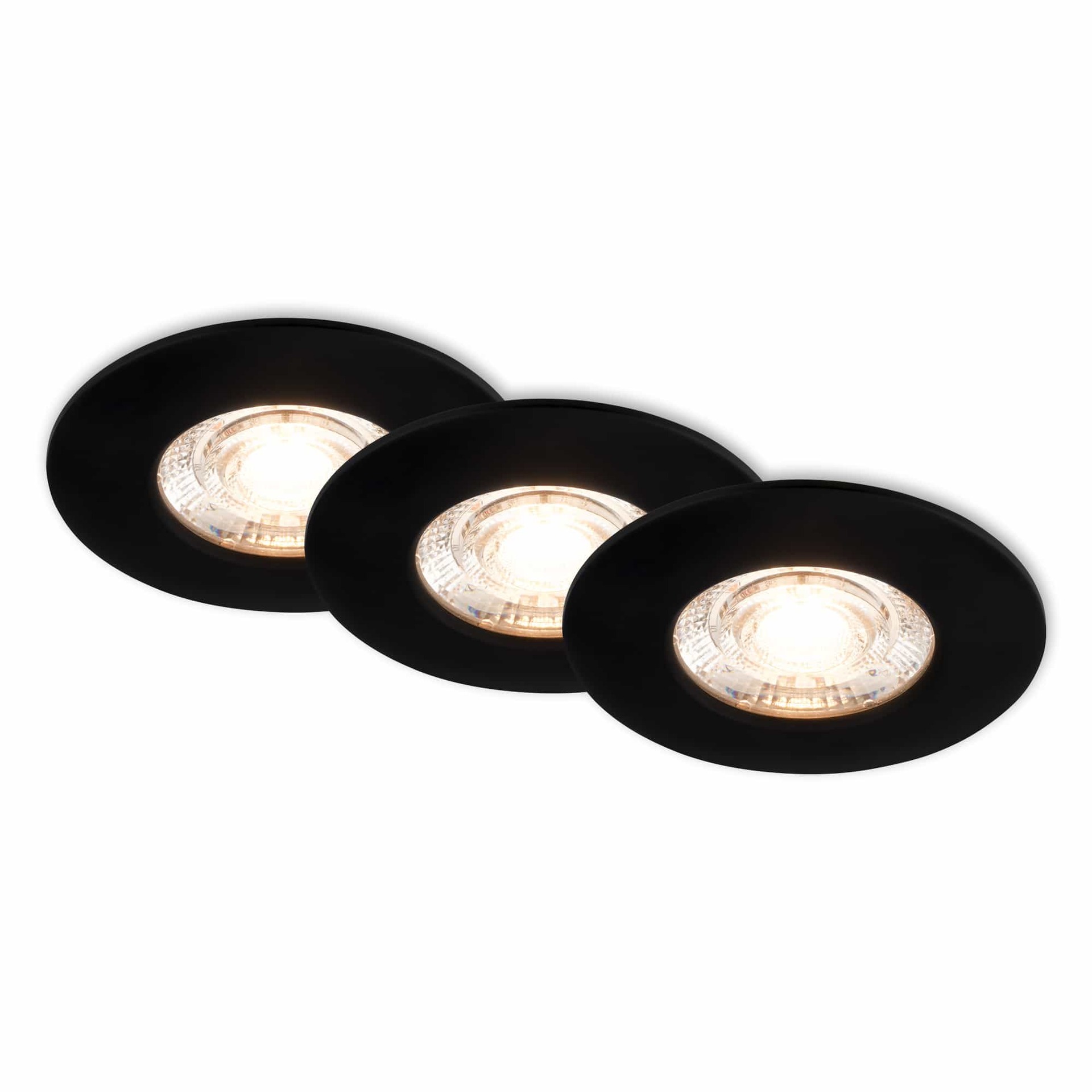 BRILONER 3ks sada LED vestavné svítidlo, 6,5 cm, 3x 3,6W, 350lm, černá BRI 7606035