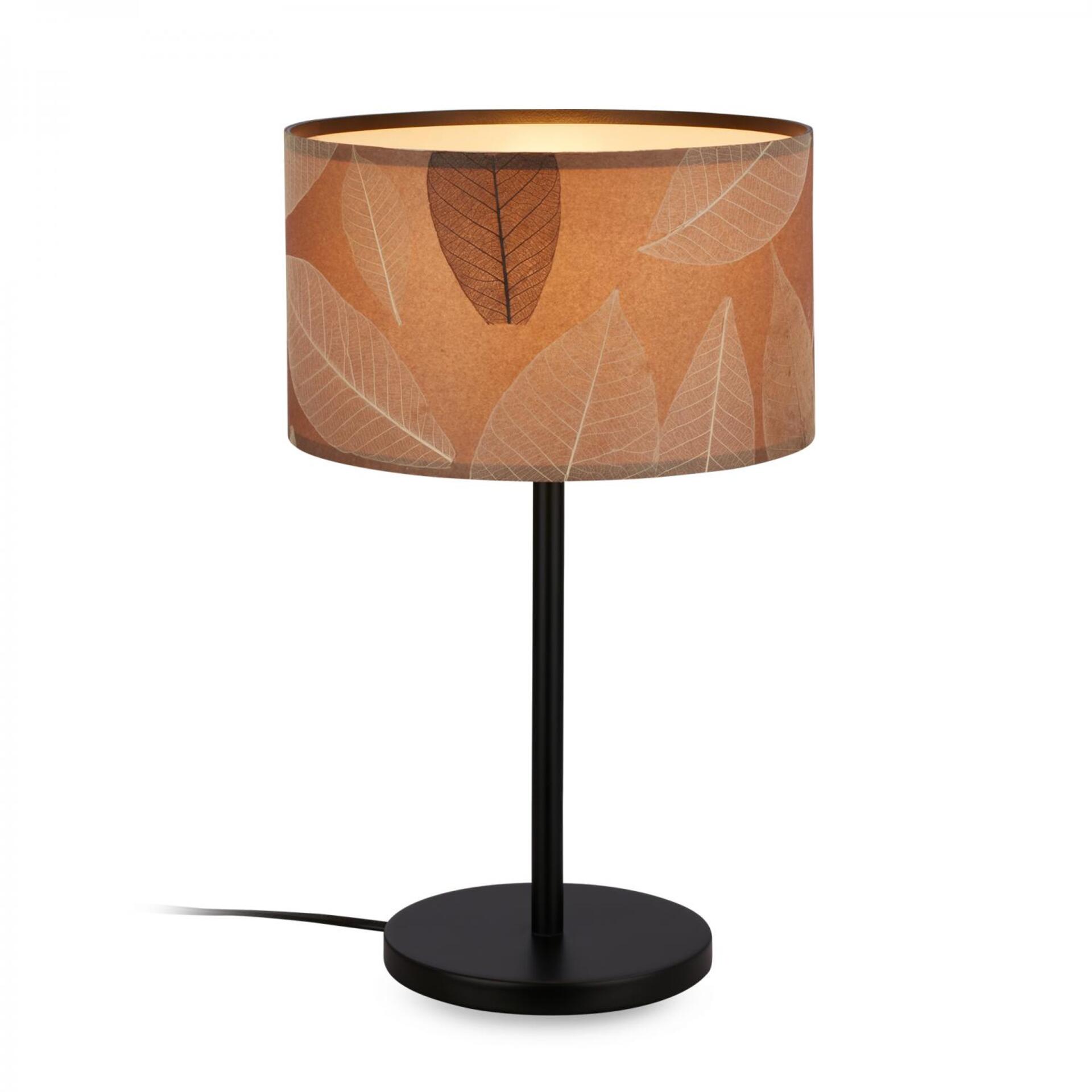 Levně BRILONER Mata stolní lampa, dekor s lístky, kávová barva 7853014