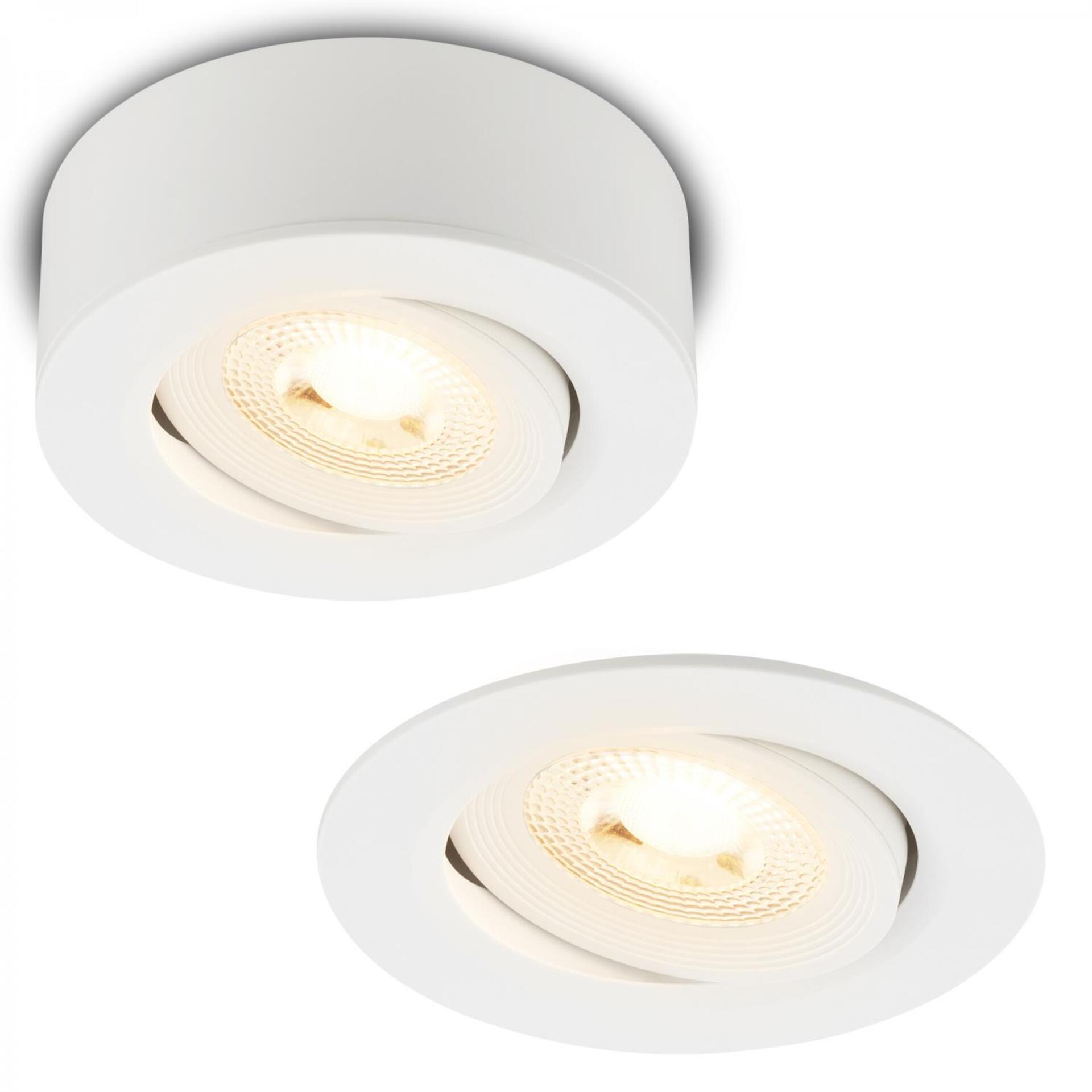 Levně BRILONER LED vestavné / přisazené bodové svítidlo – pr.90mm, stmívatelné, 5W, 230V, teplá bílá, nastavitelné, bílá 7990016