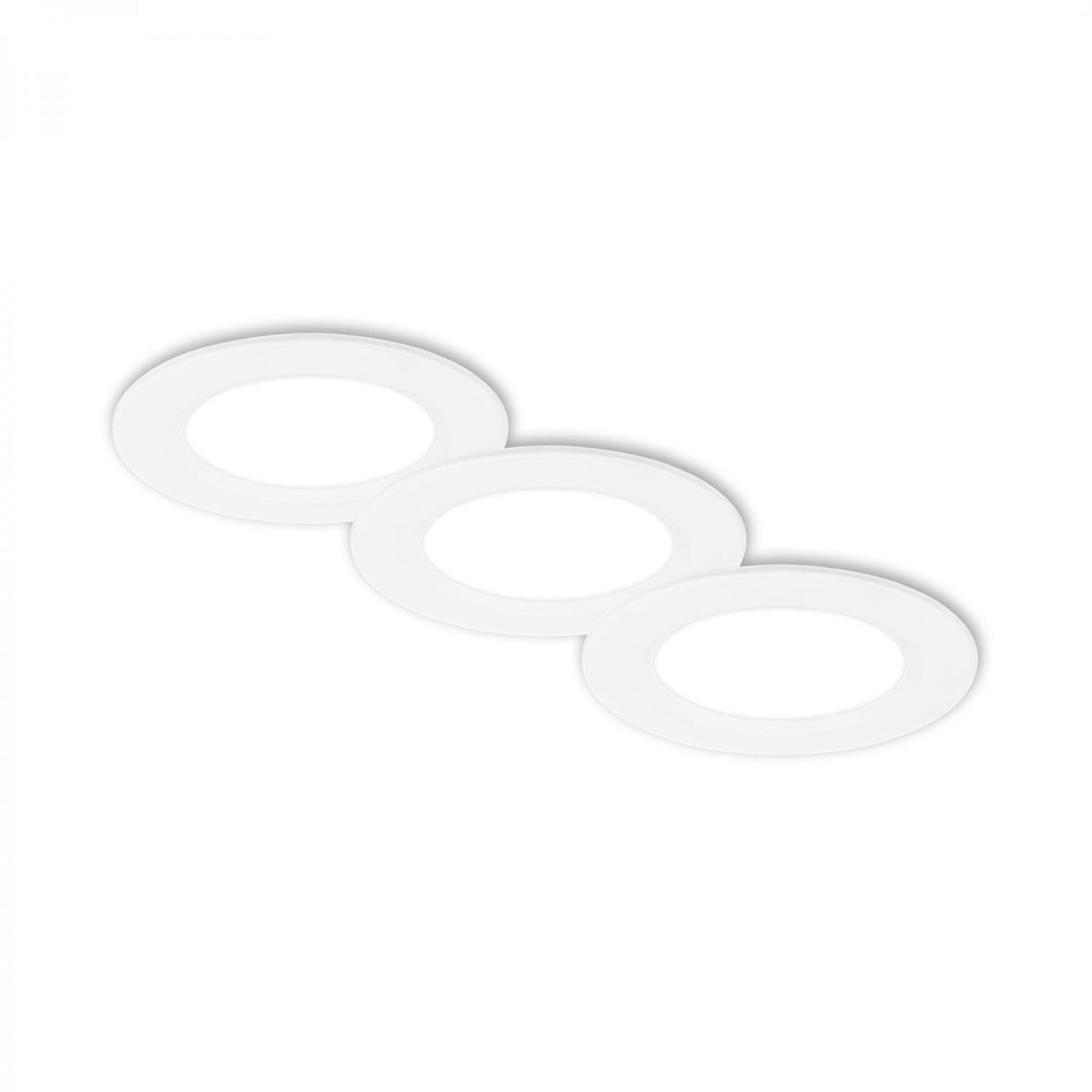 Levně BRILONER 3ks sada LED vestavné bodové svítidlo – pr.90mm, ploché, 3W, 230V, neutrální bílá, bílé 7992036
