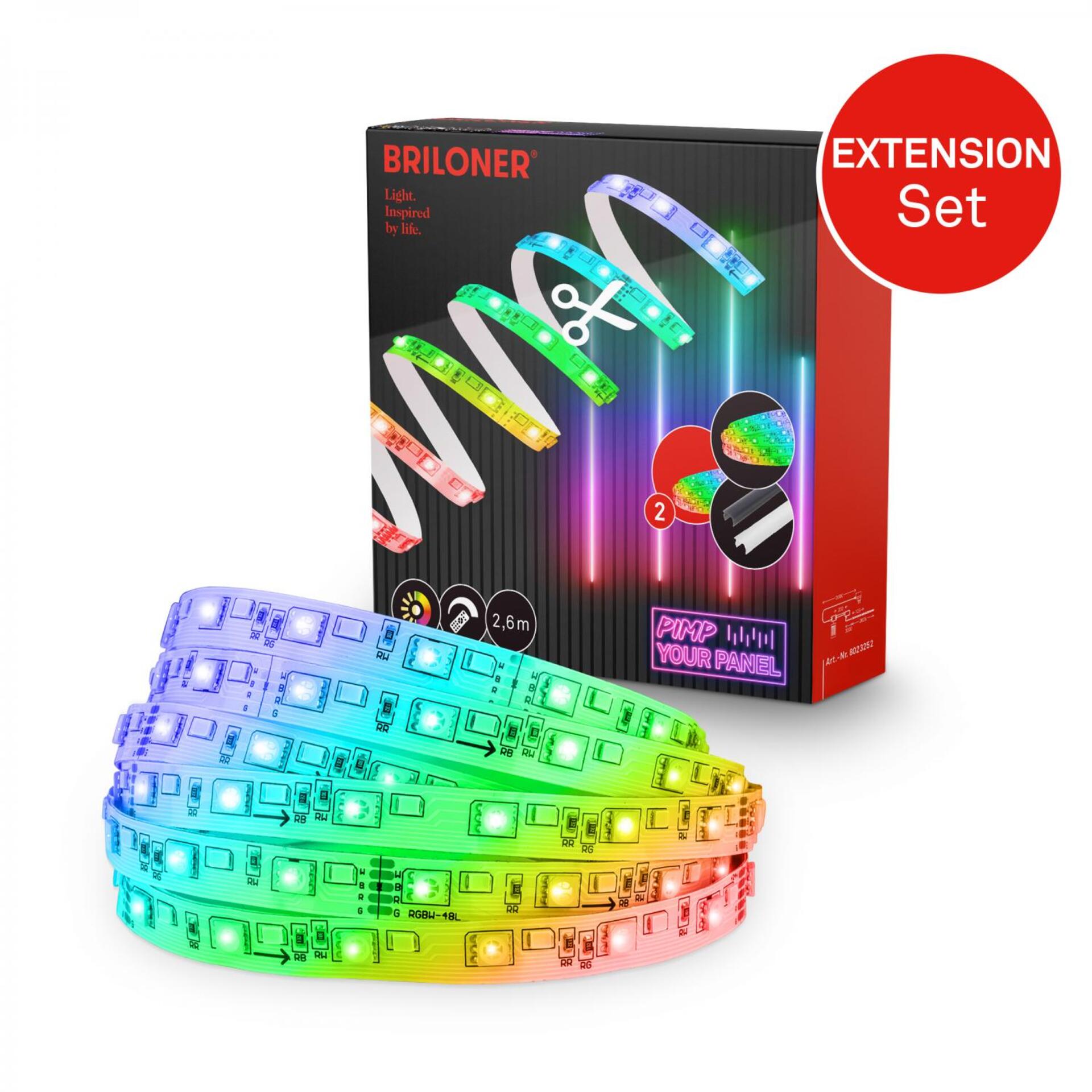 Levně BRILONER Prodlužovací sada RGBW pro nástěnný panel – 260cm RGB LED pásek 8023252