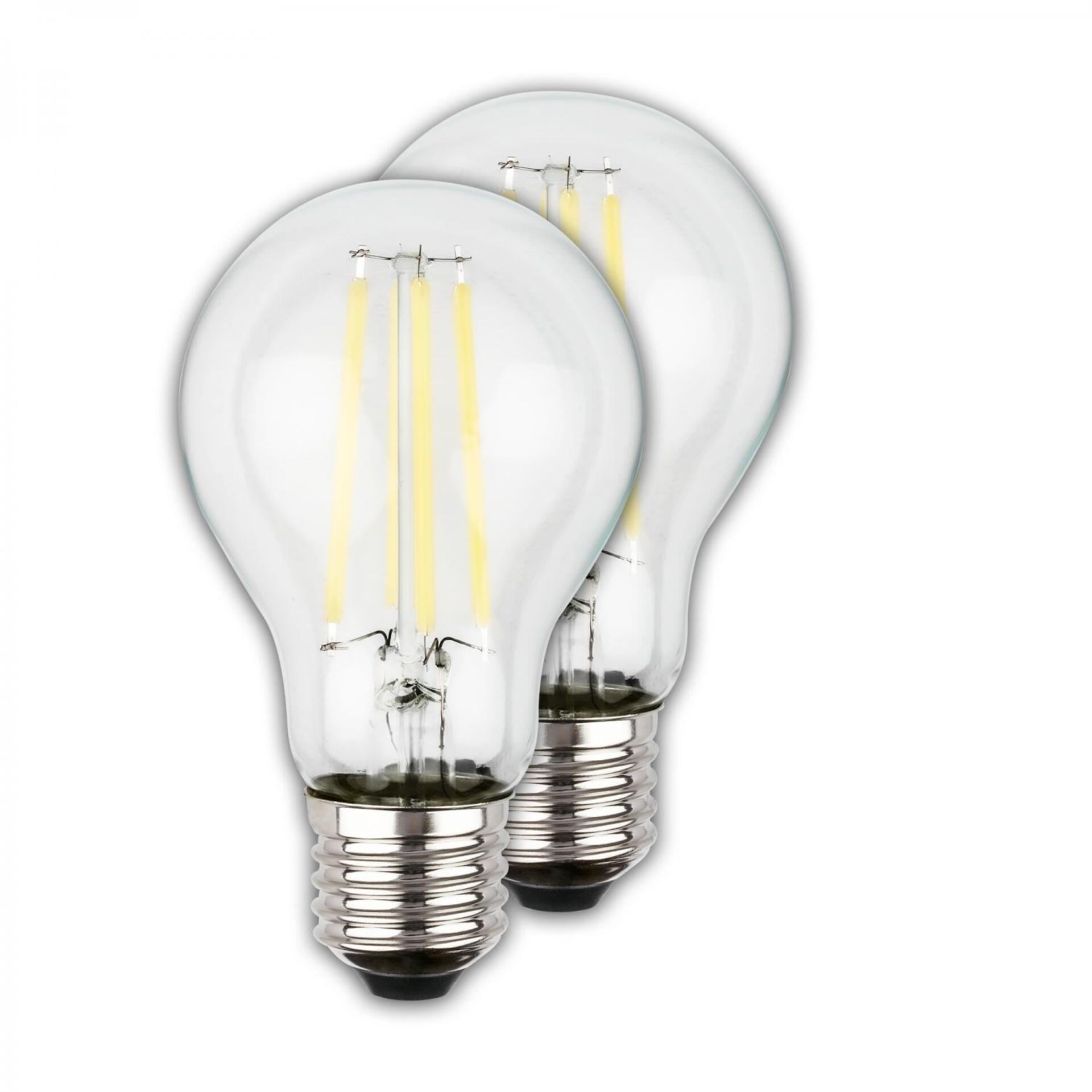 Levně BRILONER EEK A 2ks sada E27 LED žárovka, třída A, Filament, 50.000h, 1055lm, 5W, teple bílé světlo, A60 0551005