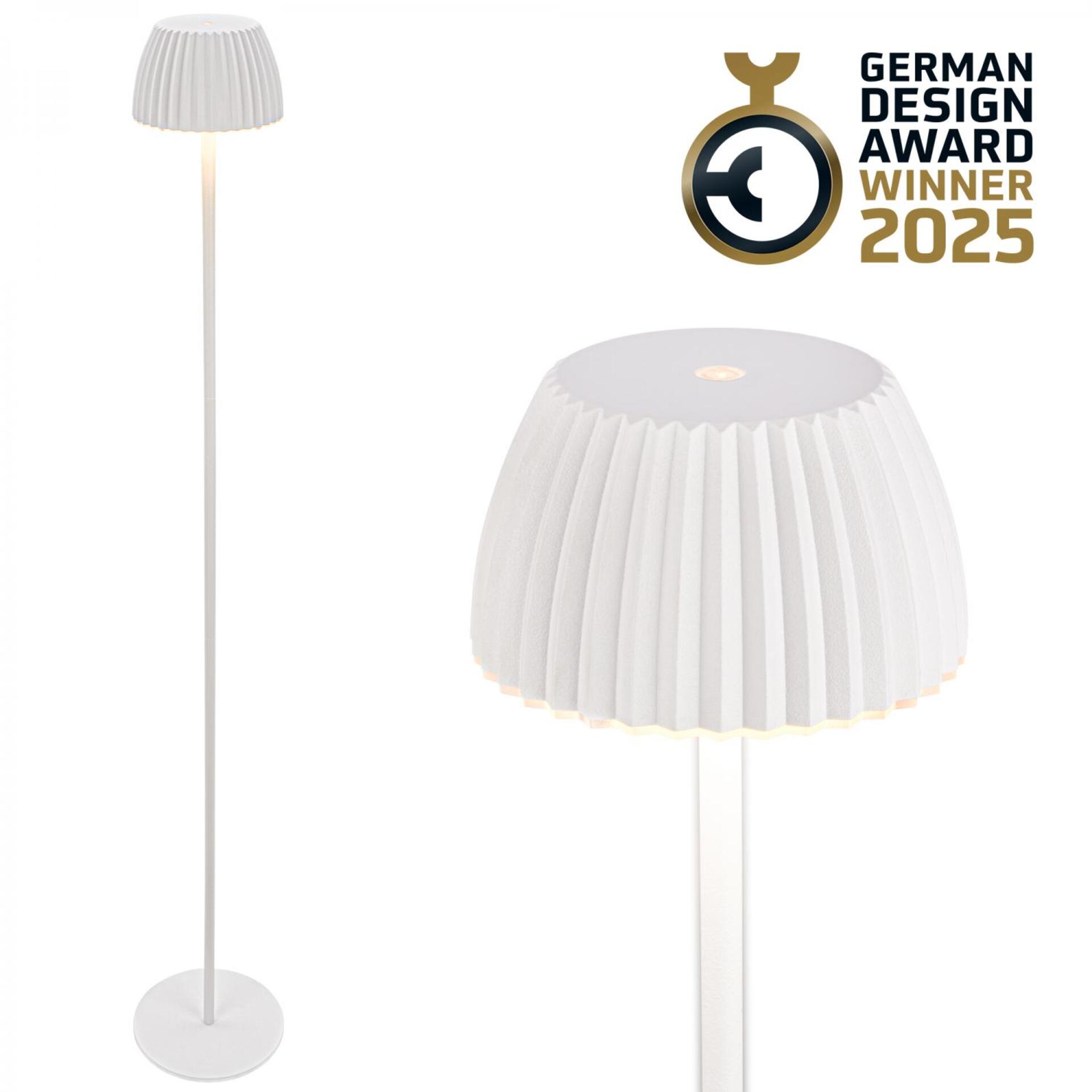 Levně BRILONER nabíjecí stojanová lampa Riffle - 124 cm, 4,2W, 400lm, LED, bezdrátová, stmívatelná, dotykový vypínač, bílá 1238016