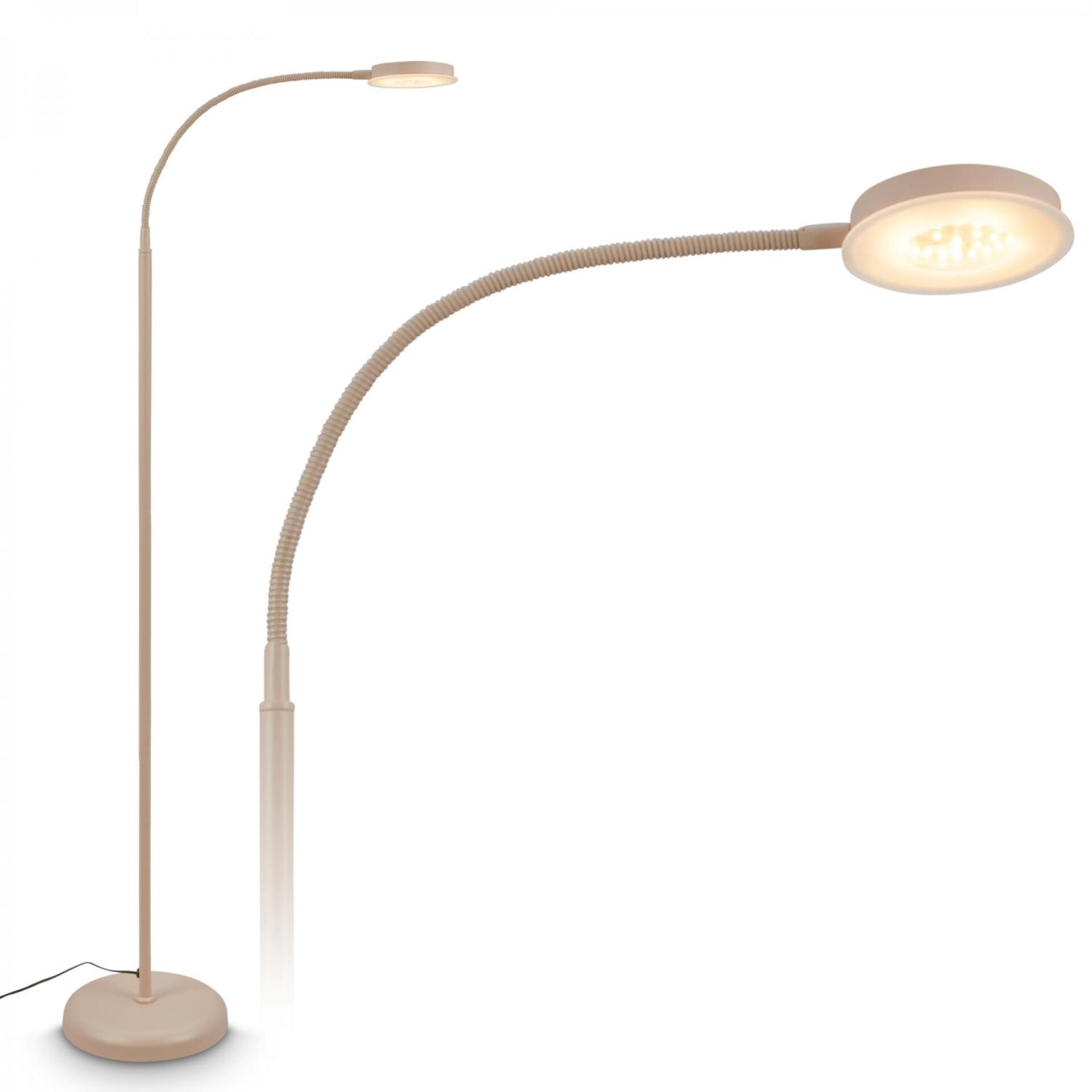 Levně BRILONER Megg stojanová lampa - 12W, 800lm, LED, stmívatelná, nastavitelná, dotykový vypínač, béžová 1585011