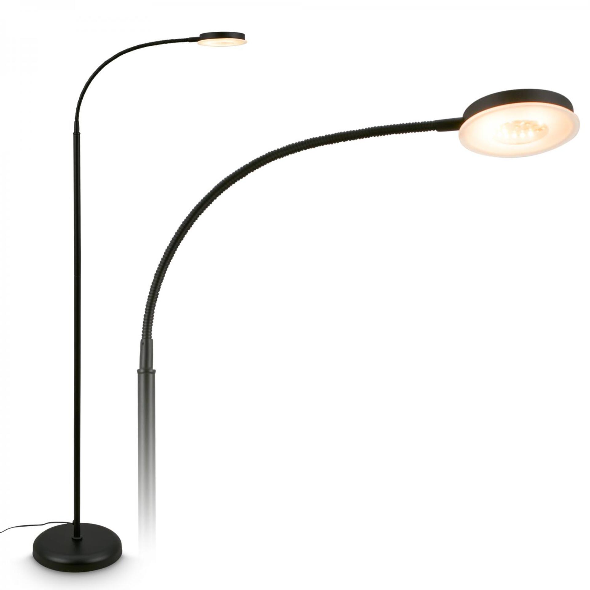 Levně BRILONER Megg stojanová lampa - 12W, 800lm, LED, stmívatelná, nastavitelná, dotykový vypínač, černá 1585015